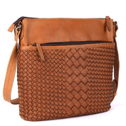 Benthill Umhängetasche Damen Leder | Damen Schultertasche aus Rindsleder | Echtleder Vintage Damen Handtasche mit geflochtenem Muster