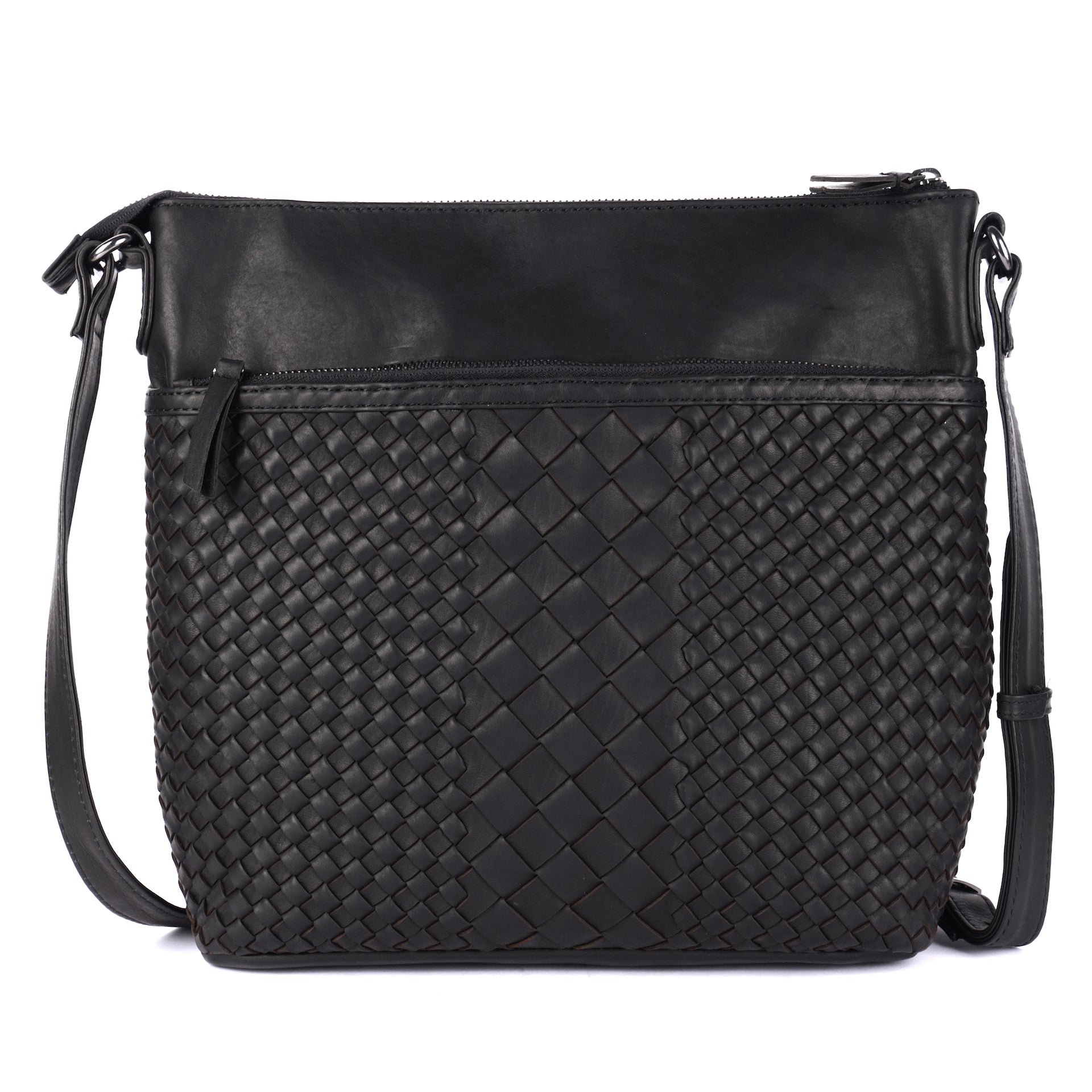 Benthill Umhängetasche Damen Leder | Damen Schultertasche aus Rindsleder | Echtleder Vintage Damen Handtasche mit geflochtenem Muster