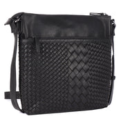 Benthill Umhängetasche Damen Leder | Damen Schultertasche aus Rindsleder | Echtleder Vintage Damen Handtasche mit geflochtenem Muster