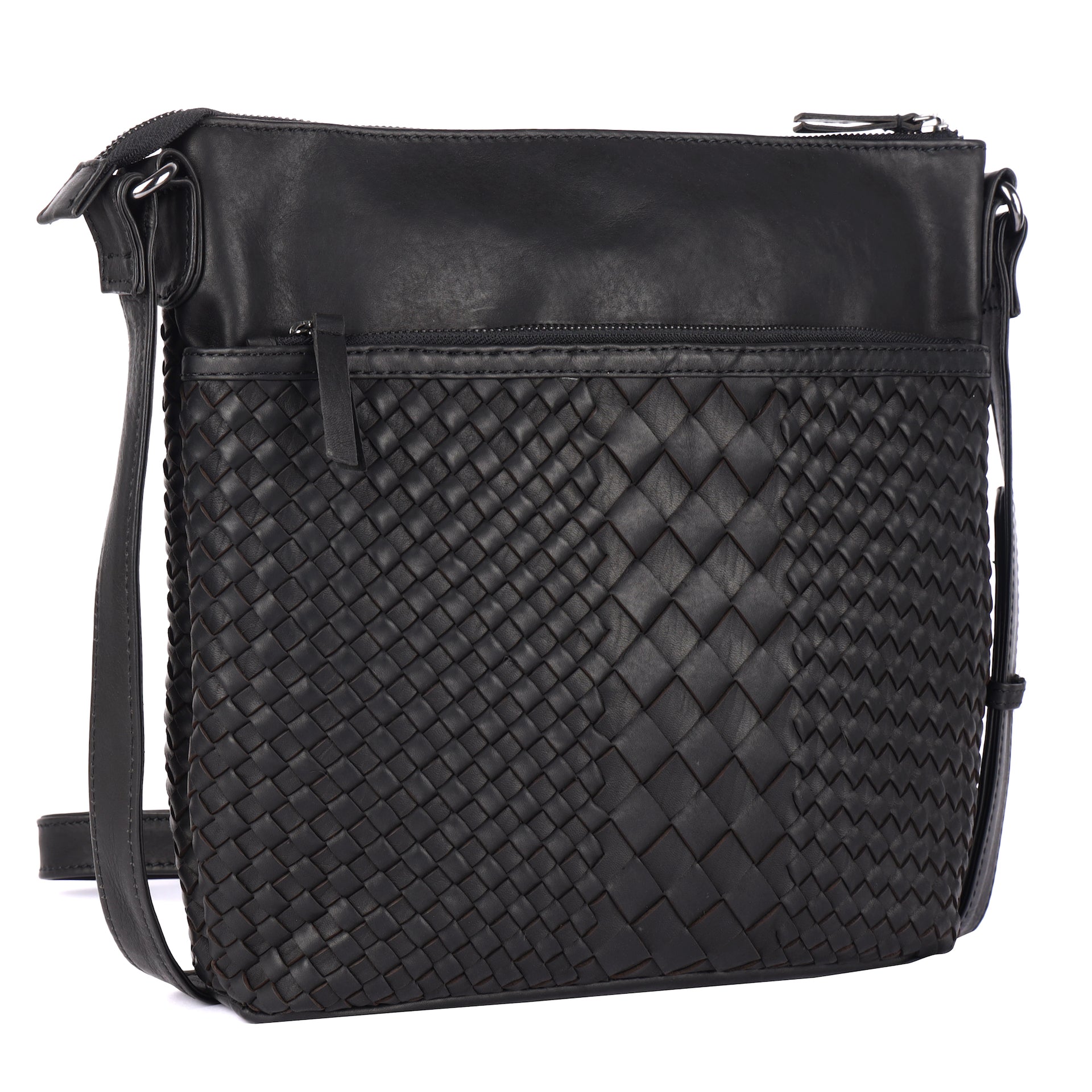 Benthill Umhängetasche Damen Leder | Damen Schultertasche aus Rindsleder | Echtleder Vintage Damen Handtasche mit geflochtenem Muster
