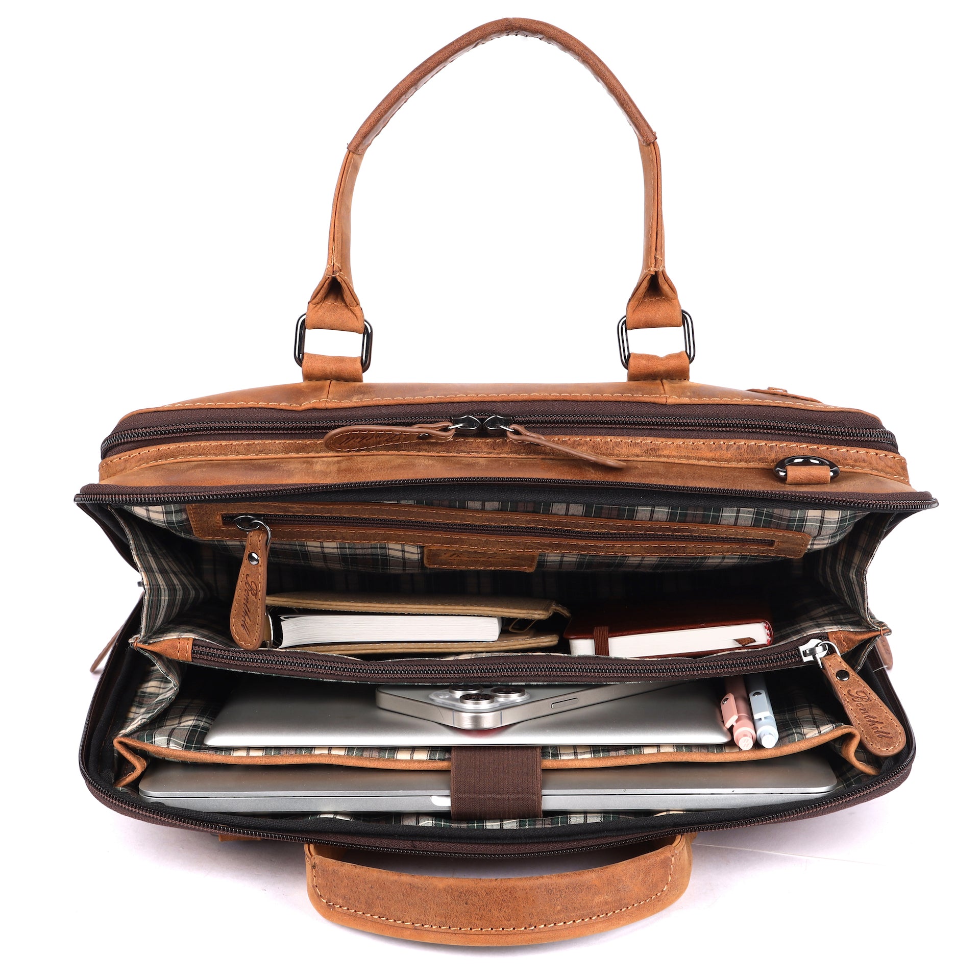 Benthill Laptoptasche Echt-Leder I Leder Umhängetasche für Laptop I Aktentasche für Notebook I Damen und Herren Tasche I Notebooktasche