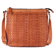 Benthill Umhängetasche Damen Leder | Damen Schultertasche aus Rindsleder | Echtleder Damen Handtasche Vintage mit geflochtenem Muster