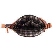 Benthill Umhängetasche Damen Leder | Damen Schultertasche aus Rindsleder | Echtleder Damen Handtasche Vintage mit geflochtenem Muster