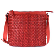 Benthill Umhängetasche Damen Leder | Damen Schultertasche aus Rindsleder | Echtleder Damen Handtasche Vintage mit geflochtenem Muster