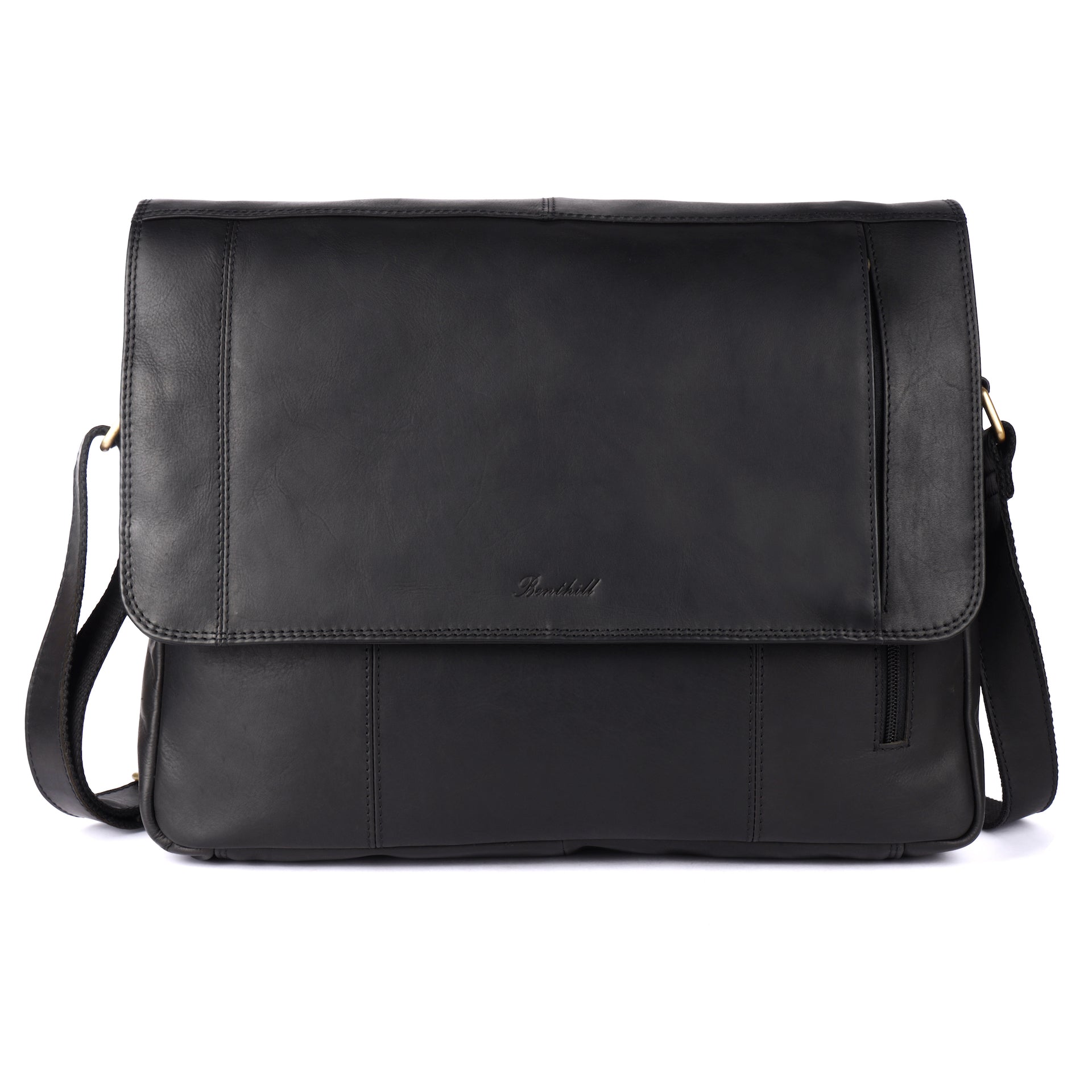 Benthill Messenger Bag Echt-Leder | Herren & Damen Umhängetasche aus hochwertigem Rindsleder | Vintage Echtleder Schultertasche Laptoptasche