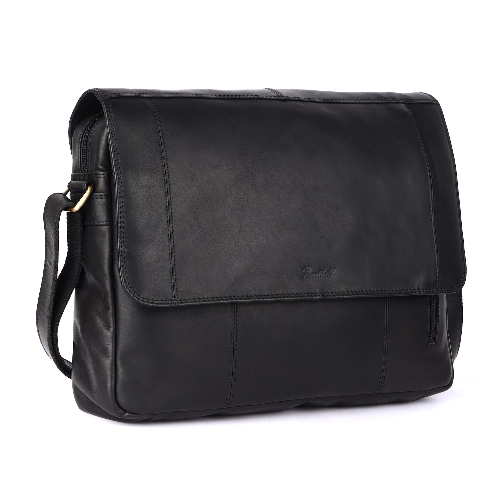 Benthill Messenger Bag Echt-Leder | Herren & Damen Umhängetasche aus hochwertigem Rindsleder | Vintage Echtleder Schultertasche Laptoptasche
