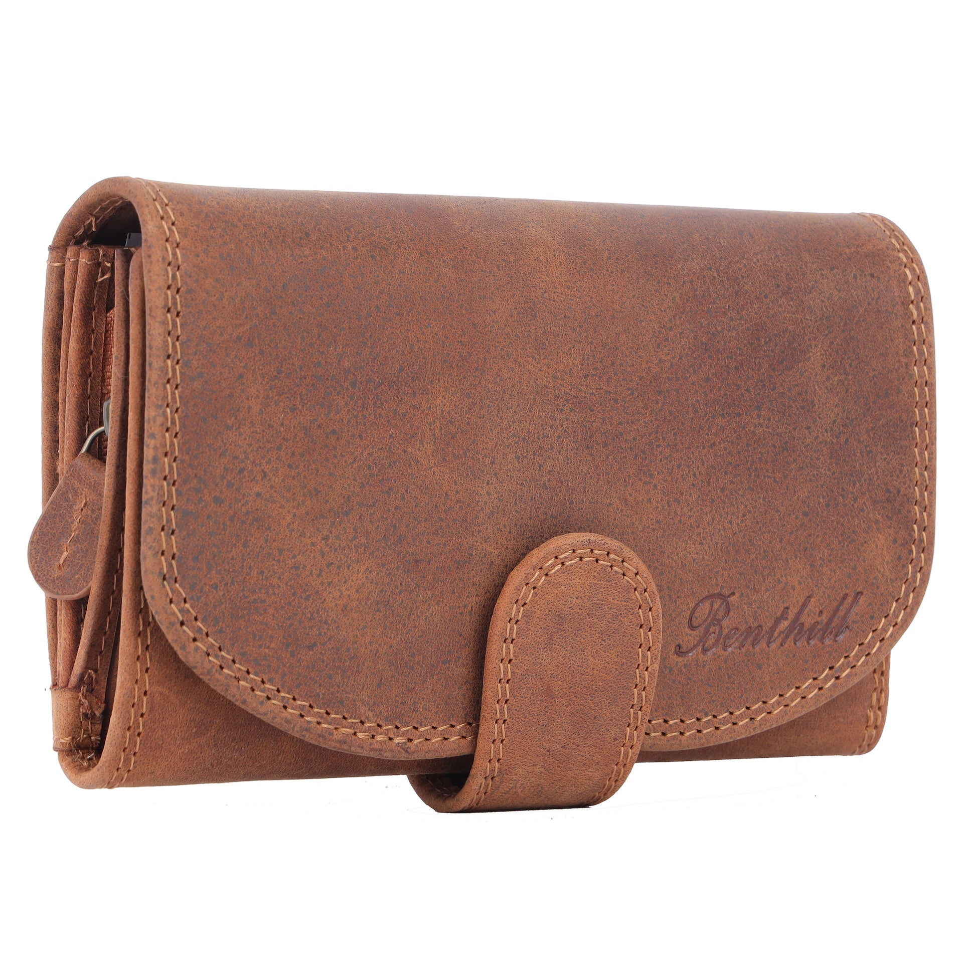 Benthill Damen Geldbörse Vintage Leder | Damen Portemonnaie mit RFID Schutz | Gelddbeutel mit vielen Kartenfächer | Echtleder Damenbörse inkl. Geschenkbox