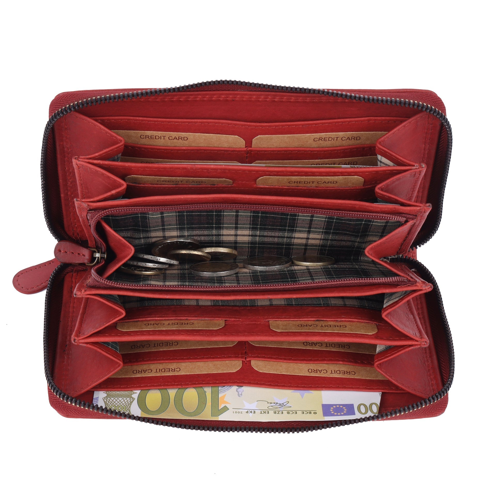 Benthill Geldbörse Groß Leder - XL Portemonnaie mit RFID-Schutz - Großes Portmonee mit vielen Kartenfächern - Reißverschluss Geldtasche inkl. Geschenkbox