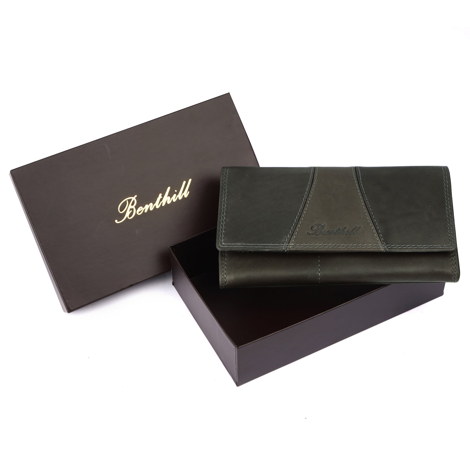 Benthill Portemonnaie Damen Leder - Hochwertige weiche Vintage EchtLeder Damen Geldbörse mit RFID Schutz - Grosse Damenbörse lang - Frauen Portmonee inkl. Geschenkbox