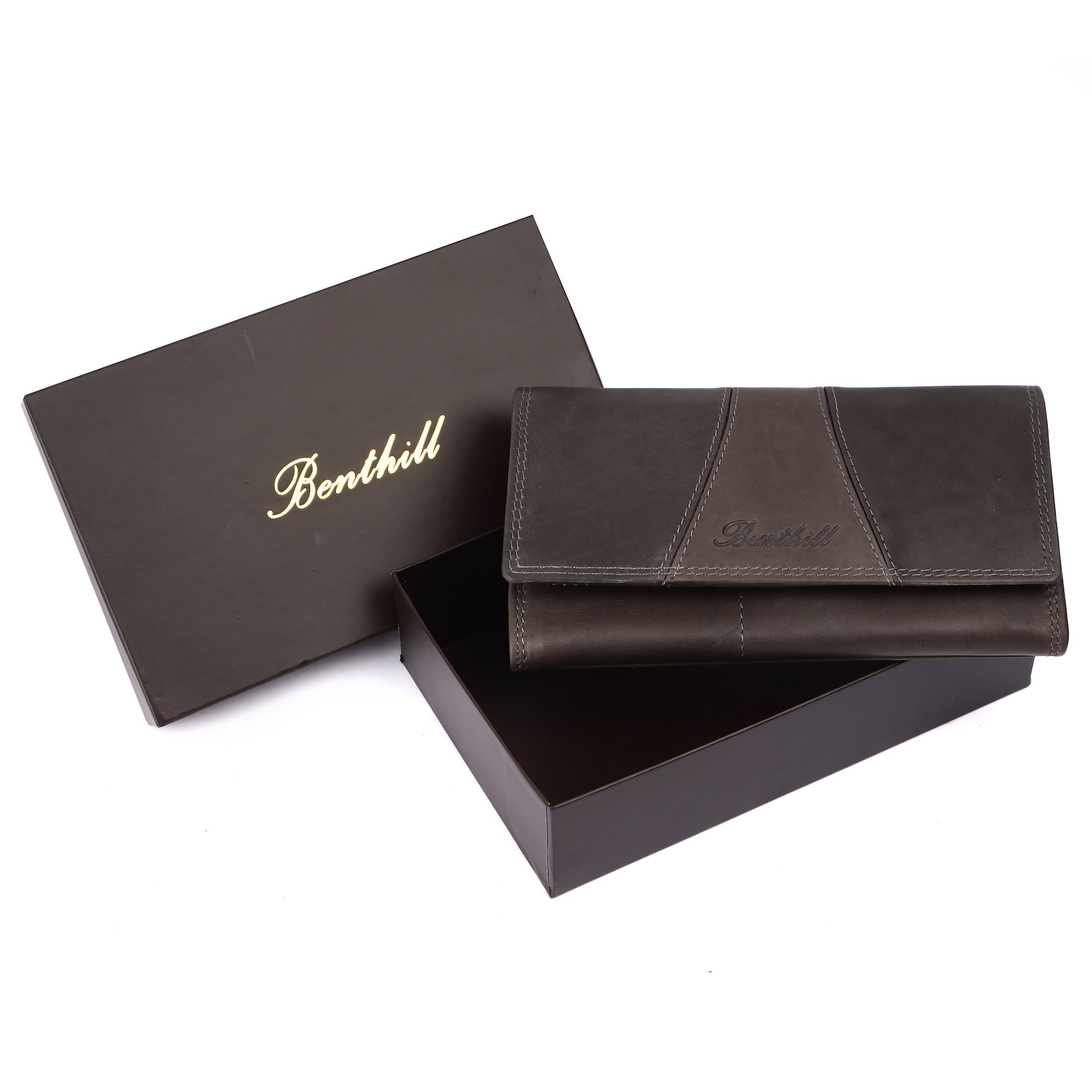 Benthill Portemonnaie Damen Leder - Hochwertige weiche Vintage EchtLeder Damen Geldbörse mit RFID Schutz - Grosse Damenbörse lang - Frauen Portmonee inkl. Geschenkbox