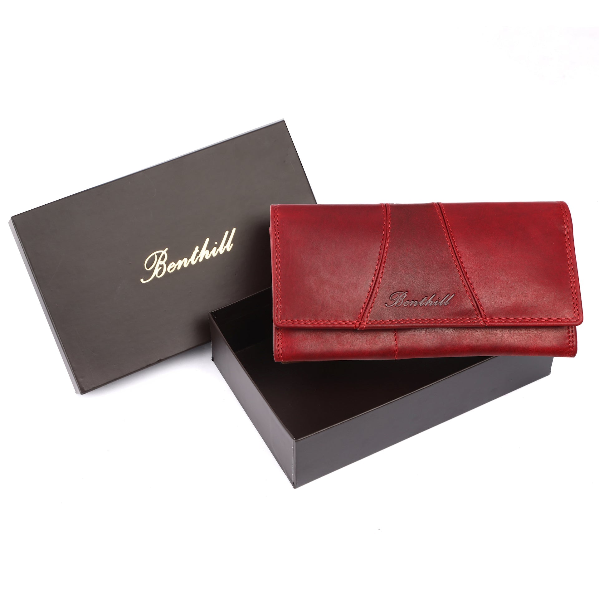 Benthill Portemonnaie Damen Leder - Hochwertige weiche Vintage EchtLeder Damen Geldbörse mit RFID Schutz - Grosse Damenbörse lang - Frauen Portmonee inkl. Geschenkbox