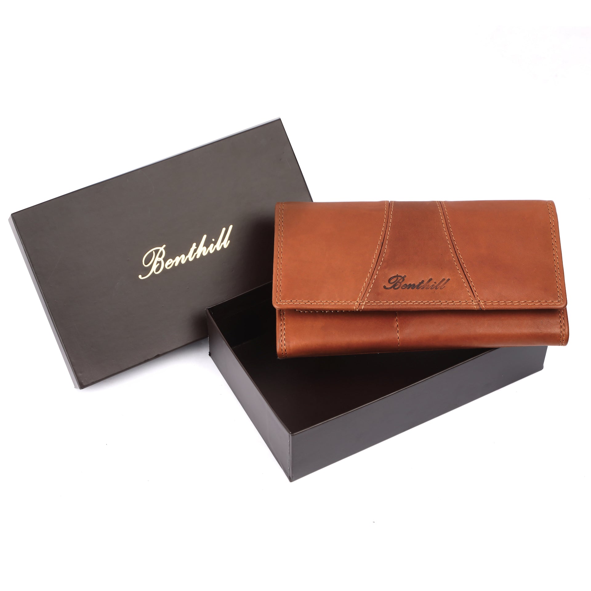 Benthill Portemonnaie Damen Leder - Hochwertige weiche Vintage EchtLeder Damen Geldbörse mit RFID Schutz - Grosse Damenbörse lang - Frauen Portmonee inkl. Geschenkbox