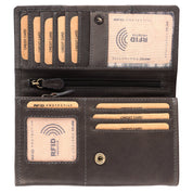 Benthill Portemonnaie Damen Leder - Hochwertige weiche Vintage EchtLeder Damen Geldbörse mit RFID Schutz - Grosse Damenbörse lang - Frauen Portmonee inkl. Geschenkbox