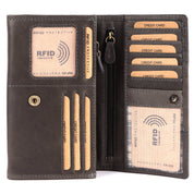 Benthill Portemonnaie Damen Leder - Hochwertige weiche Vintage EchtLeder Damen Geldbörse mit RFID Schutz - Grosse Damenbörse lang - Frauen Portmonee inkl. Geschenkbox