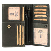 Benthill Portemonnaie Damen Leder - Hochwertige weiche Vintage EchtLeder Damen Geldbörse mit RFID Schutz - Grosse Damenbörse lang - Frauen Portmonee inkl. Geschenkbox