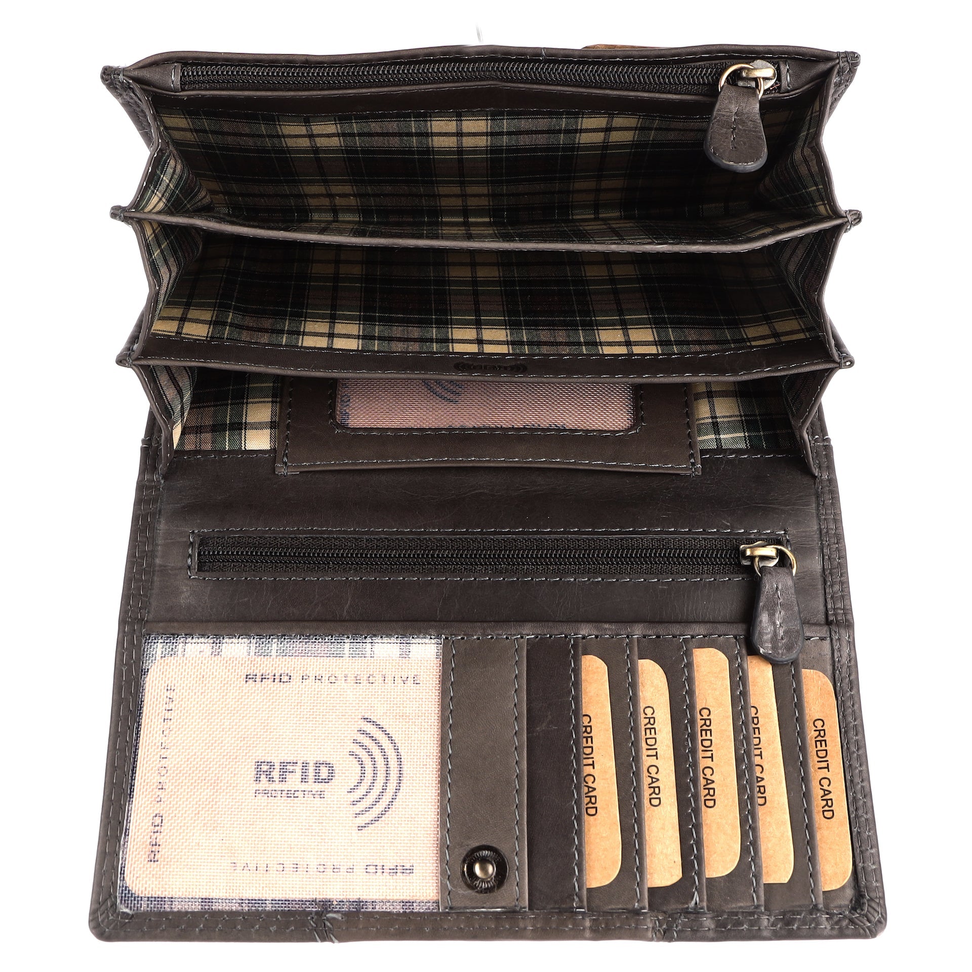 Benthill Portemonnaie Damen Leder - Hochwertige weiche Vintage EchtLeder Damen Geldbörse mit RFID Schutz - Grosse Damenbörse lang - Frauen Portmonee inkl. Geschenkbox