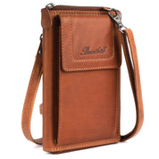 Benthill Damen Handy Umhängetasche Leder - RFID Portemonnaie aus echtem Rindsleder - Frauen Vintage Leder Geldbörse - Handtasche - Schultertasche
