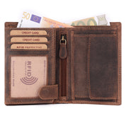 Benthill Herren Echt Leder Geldbörse - Geldbeutel mit RFID-Schutz - Slim Portemonnaie für Männer - Echtem Vintage Leder