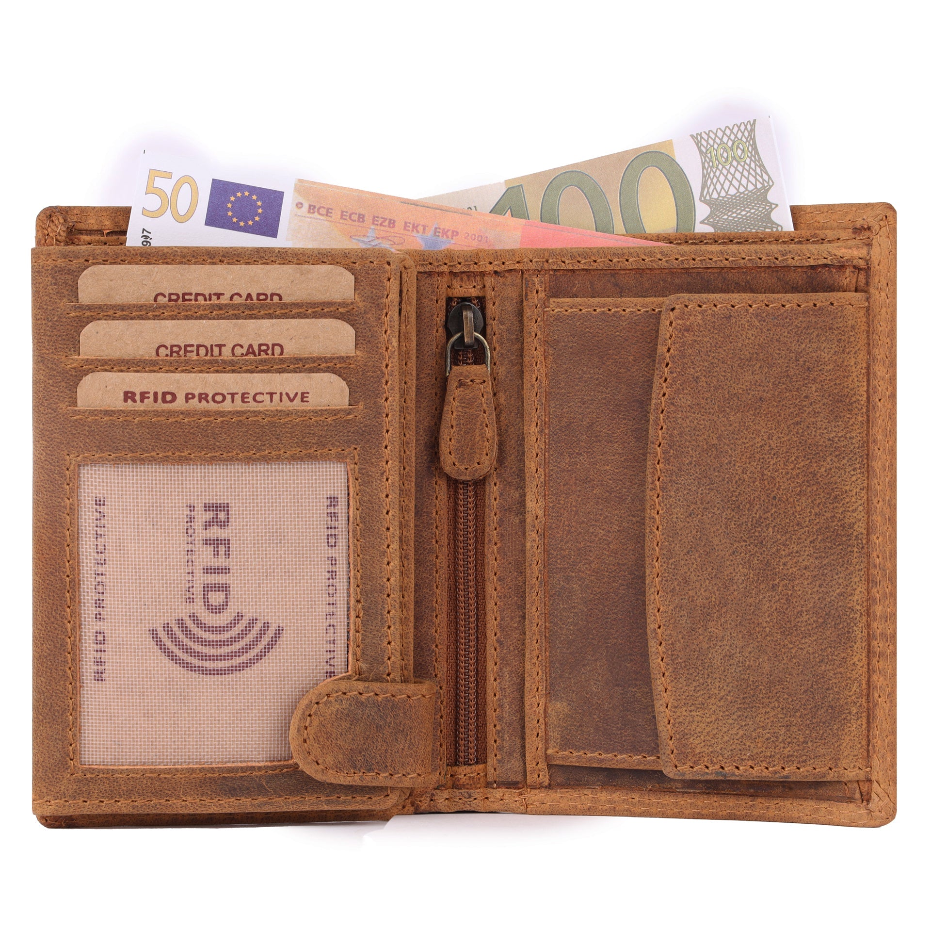 Benthill Herren Echt Leder Geldbörse - Geldbeutel mit RFID-Schutz - Slim Portemonnaie für Männer - Echtem Vintage Leder
