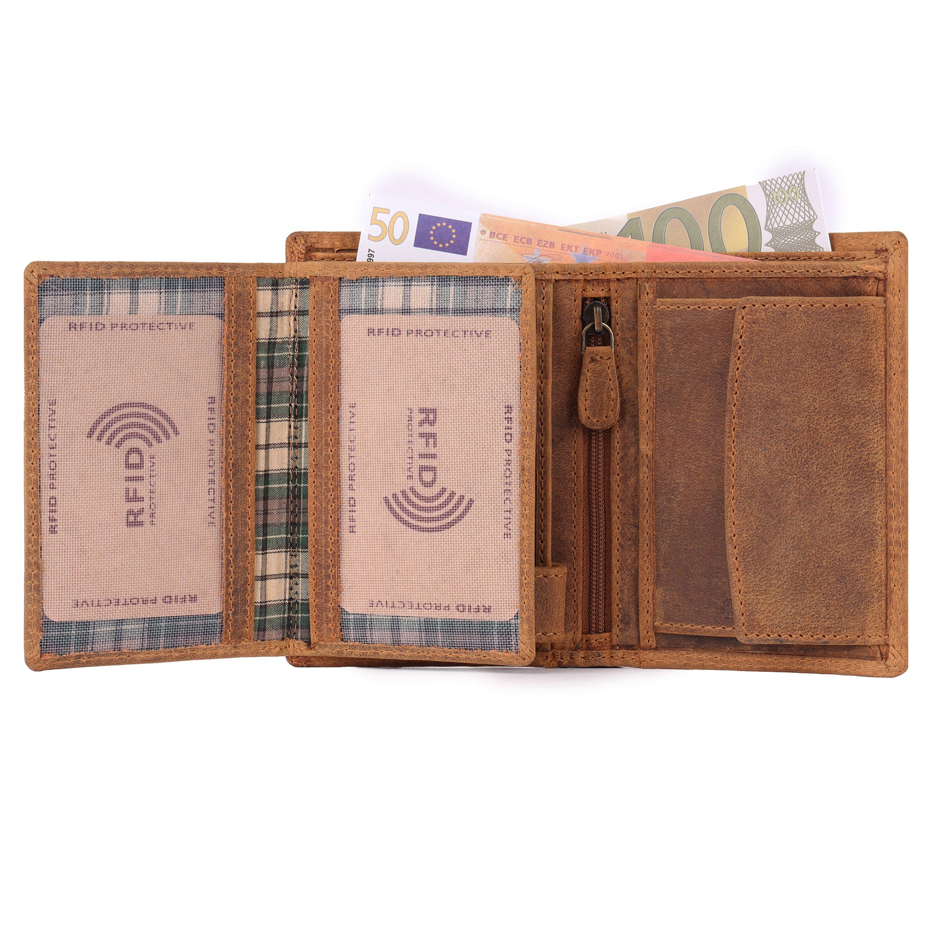 Benthill Herren Echt Leder Geldbörse - Geldbeutel mit RFID-Schutz - Slim Portemonnaie für Männer - Echtem Vintage Leder