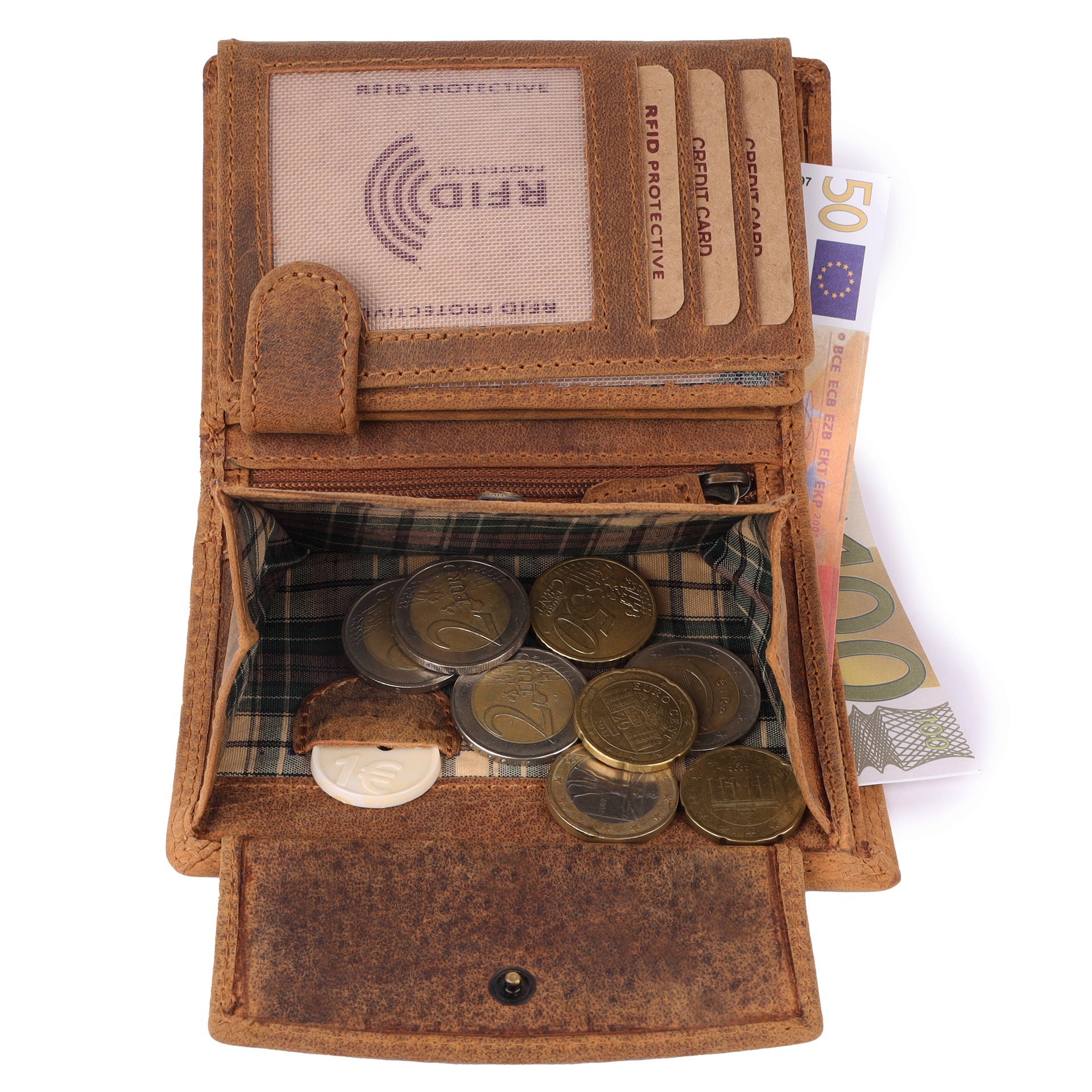 Benthill Herren Echt Leder Geldbörse - Geldbeutel mit RFID-Schutz - Slim Portemonnaie für Männer - Echtem Vintage Leder