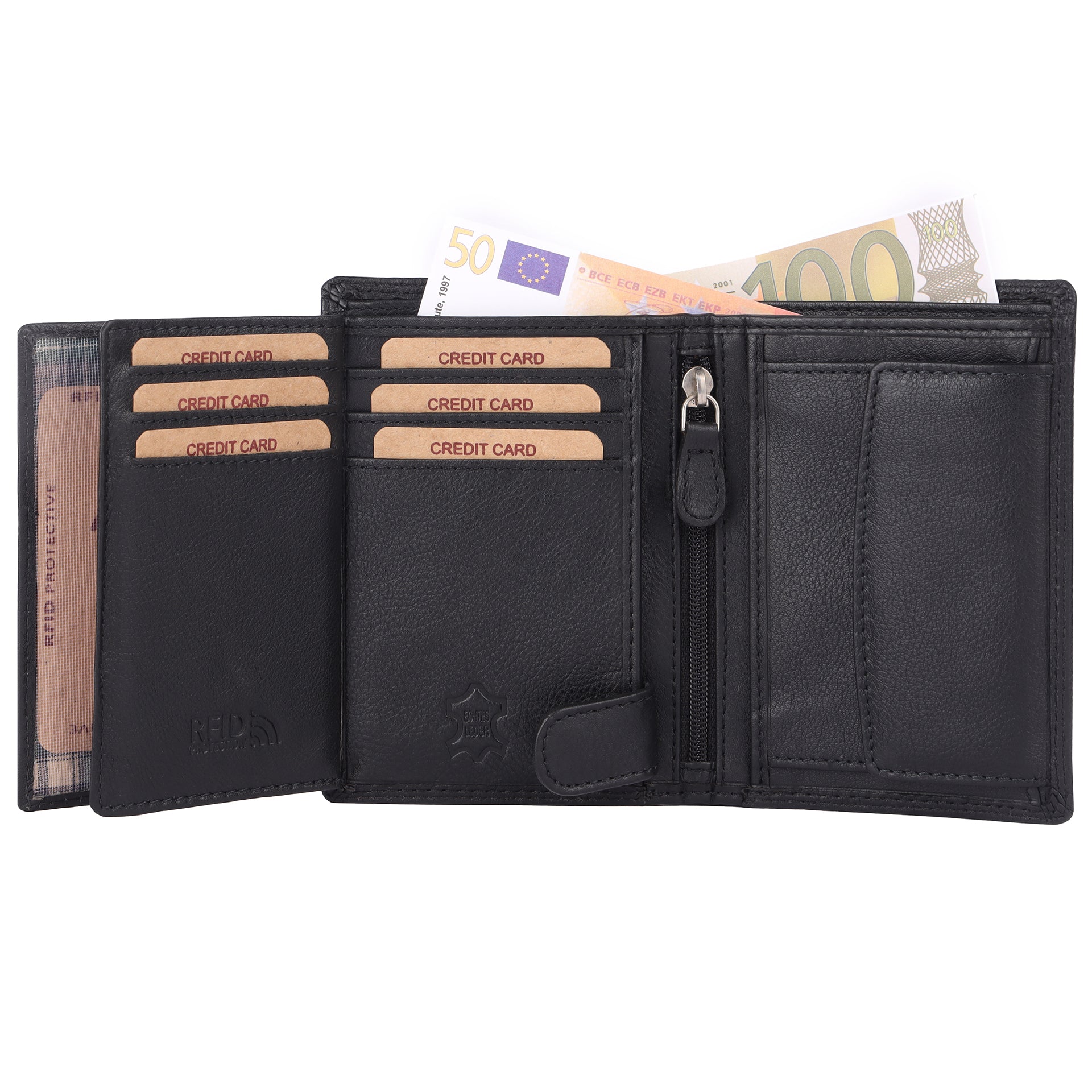 Benthill Herren Echt Leder Geldbörse - Geldbeutel mit RFID-Schutz - Slim Portemonnaie für Männer - Echtem Vintage Leder