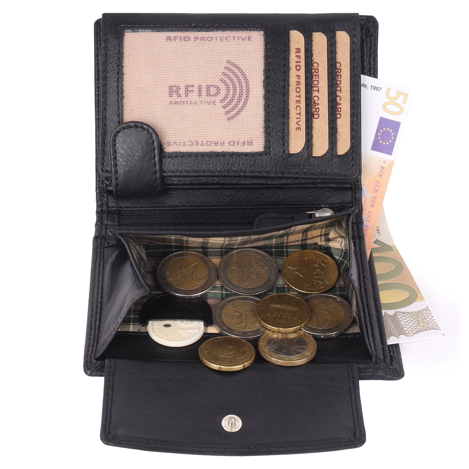 Benthill Herren Echt Leder Geldbörse - Geldbeutel mit RFID-Schutz - Slim Portemonnaie für Männer - Echtem Vintage Leder