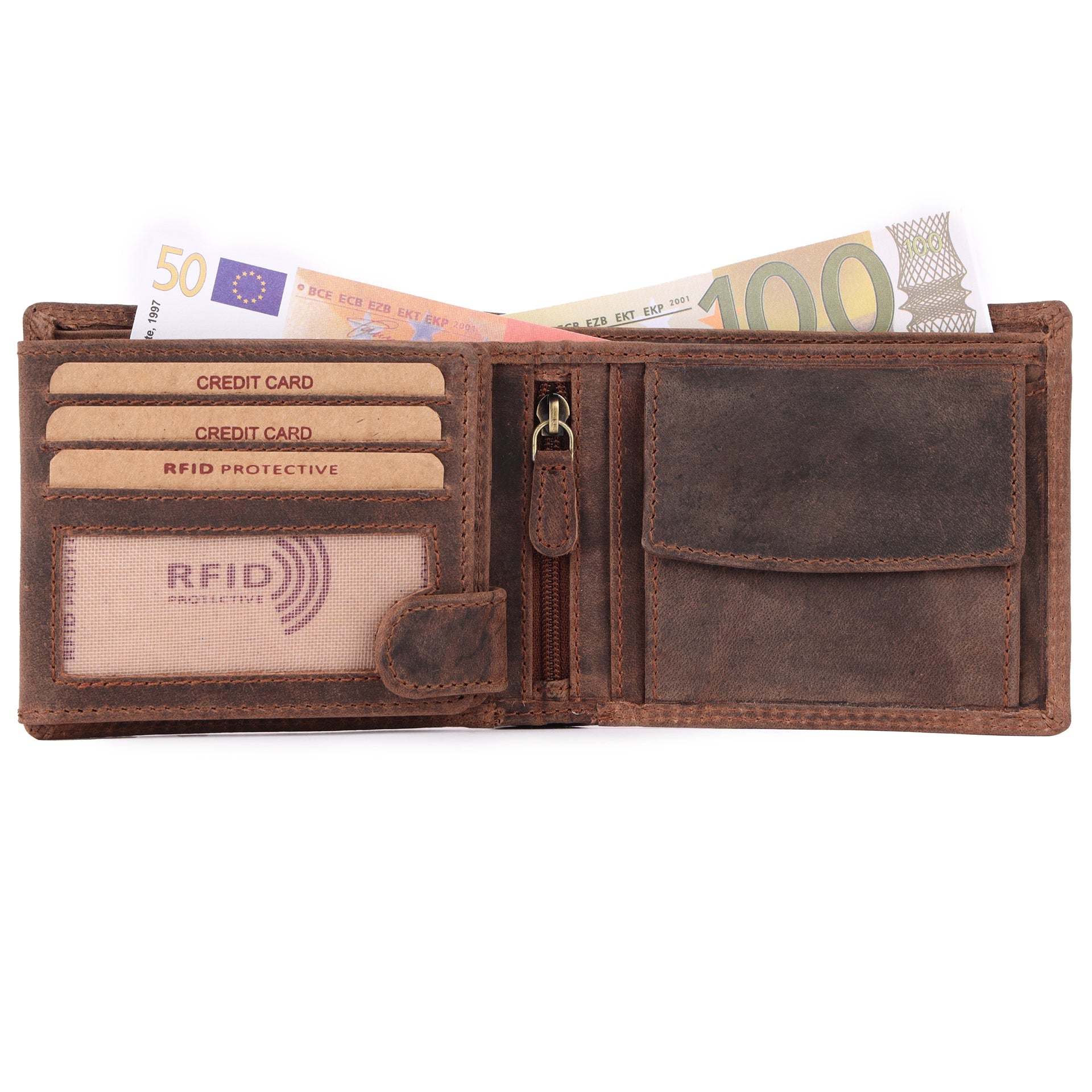Benthill Geldbörse Herren Echt Leder - Portemonnaie mit RFID-Schutz - Männer Geldbeutel - Portmonee