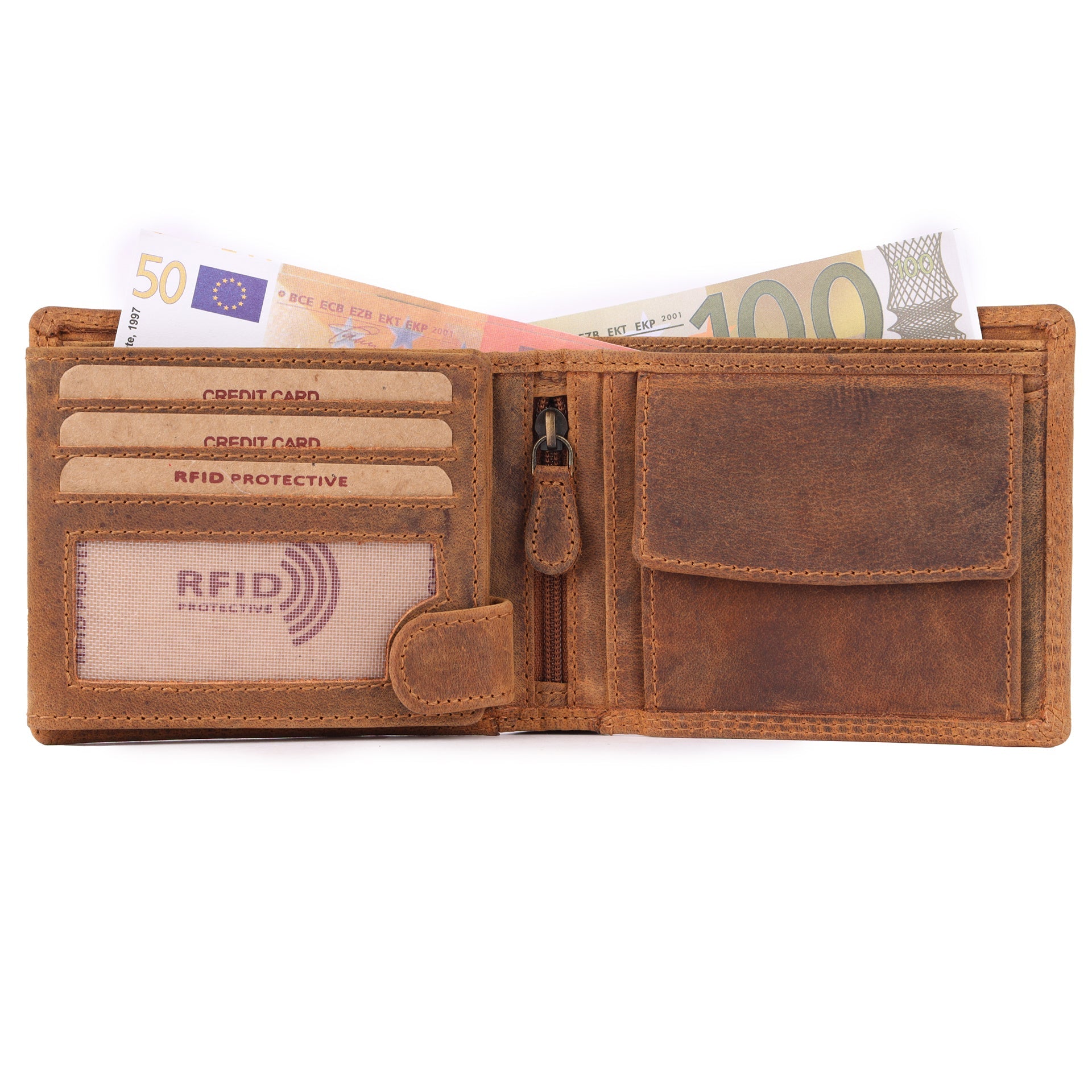 Benthill Geldbörse Herren Echt Leder - Portemonnaie mit RFID-Schutz - Männer Geldbeutel - Portmonee