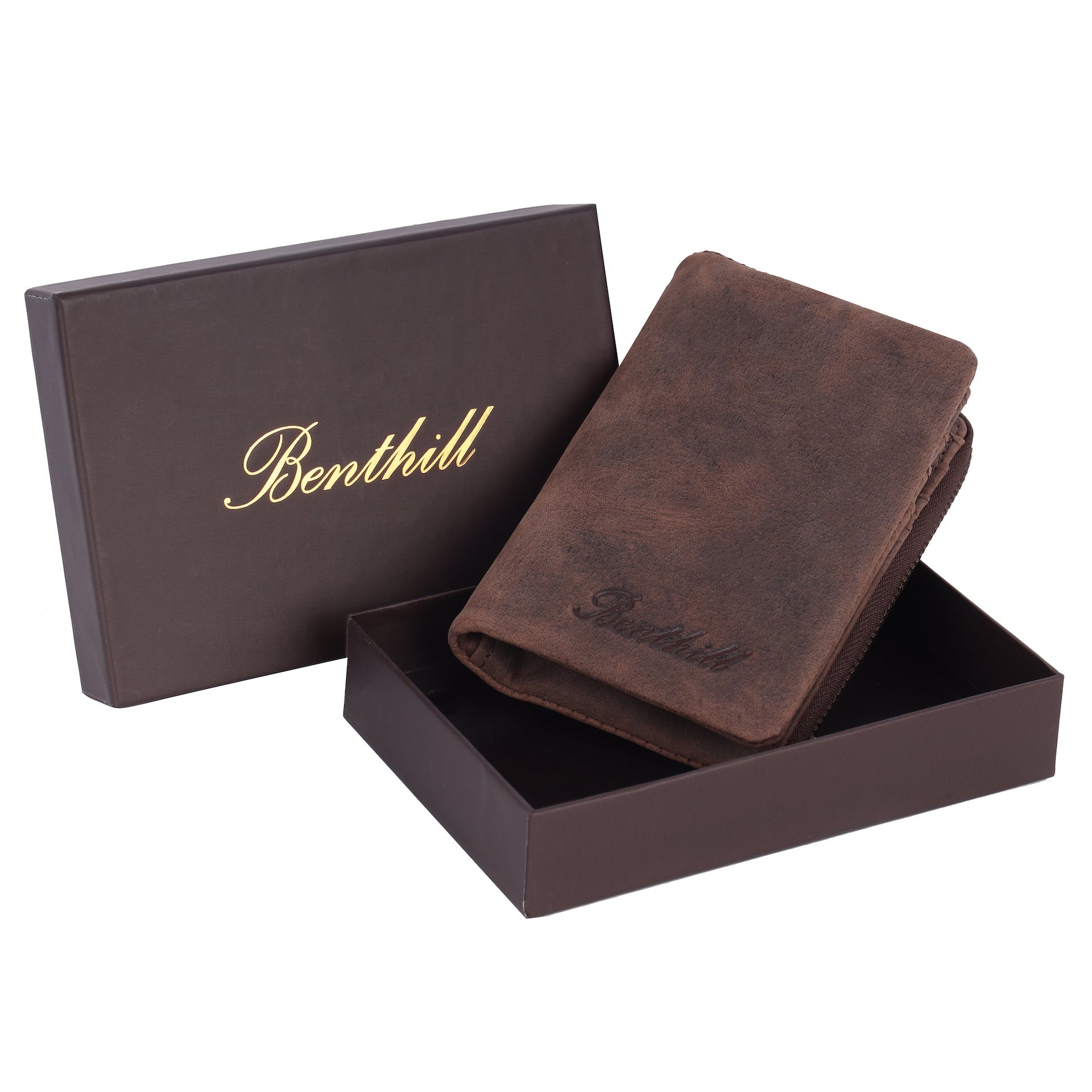 Benthill Kleiner Geldbeutel Leder | Mini Geldbörse Damen mit RFID Schutz | Portmonee mit 6 Kartenfächer | Mini-Börse aus Echtleder | Portemonnaie inkl. Geschenkbox