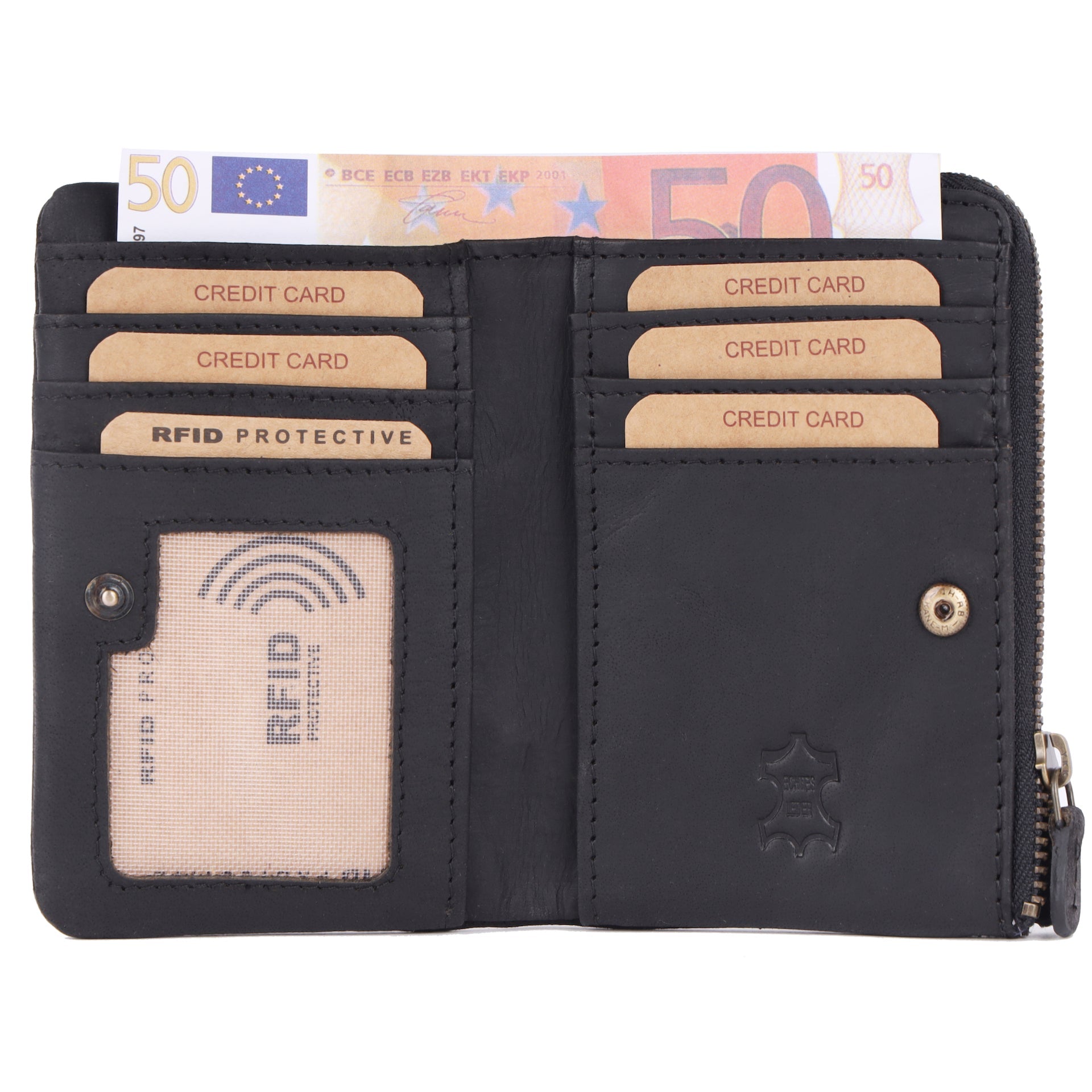 Benthill Kleiner Geldbeutel Leder | Mini Geldbörse Damen mit RFID Schutz | Portmonee mit 6 Kartenfächer | Mini-Börse aus Echtleder | Portemonnaie inkl. Geschenkbox