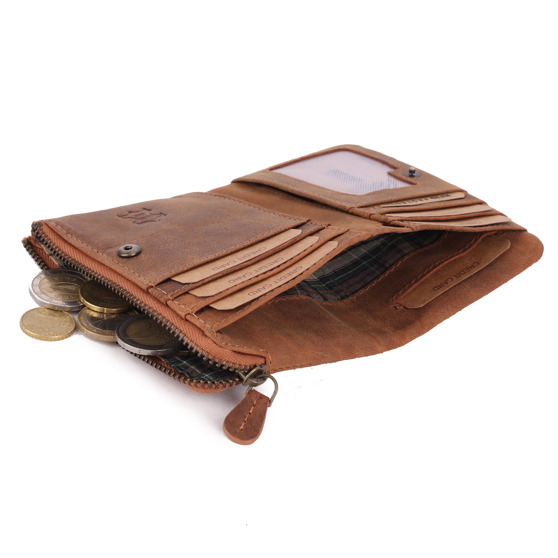 Benthill Kleiner Geldbeutel Leder | Mini Geldbörse Damen mit RFID Schutz | Portmonee mit 6 Kartenfächer | Mini-Börse aus Echtleder | Portemonnaie inkl. Geschenkbox