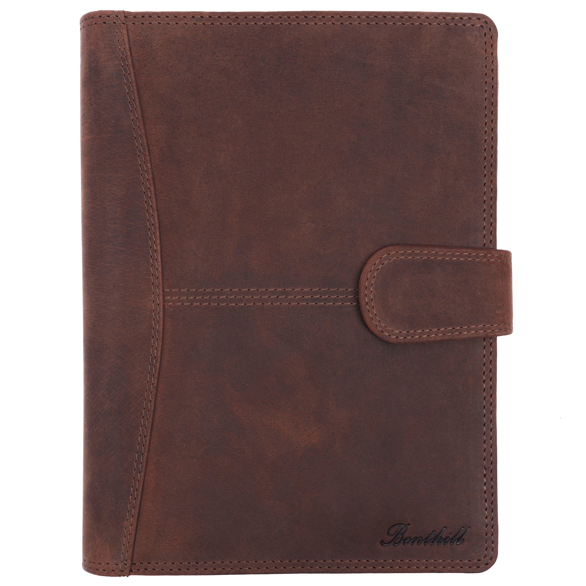 Benthill Arbeitsmappe A5 Echt Leder | Konferenzmappe aus echtem Leder | Reißverschluss Schreibmappe | Dokumentenmappe - Organizer