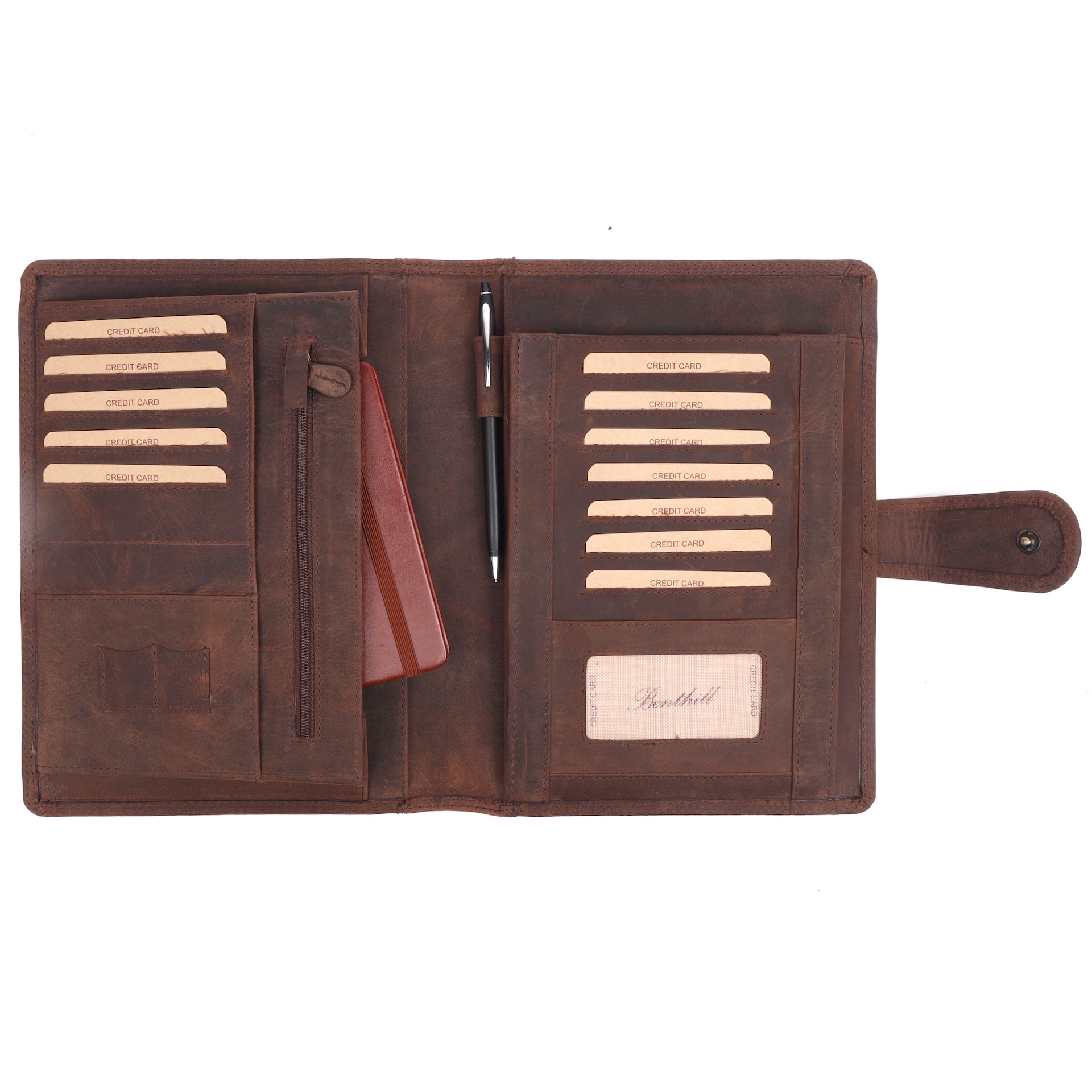 Benthill Arbeitsmappe A5 Echt Leder | Konferenzmappe aus echtem Leder | Reißverschluss Schreibmappe | Dokumentenmappe - Organizer