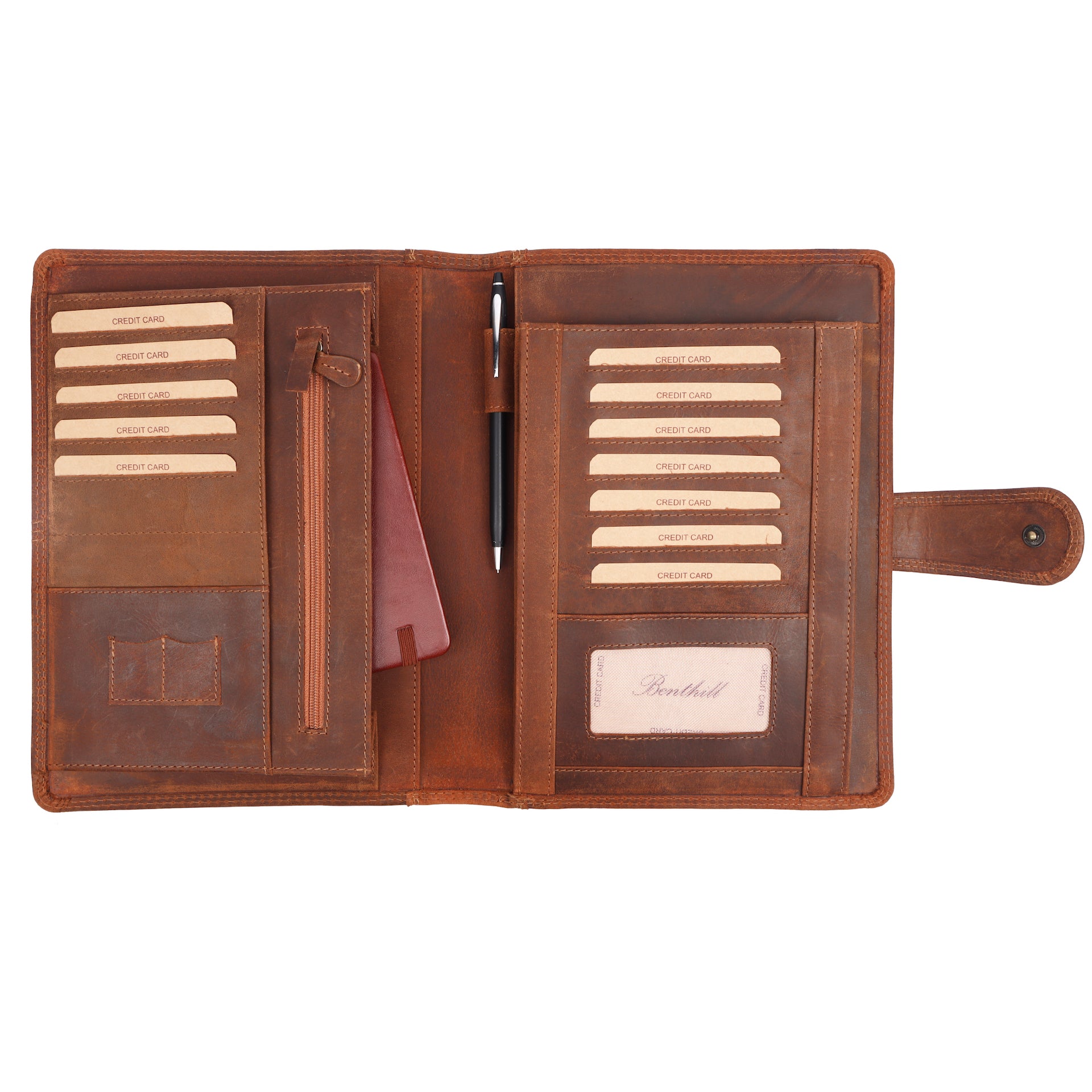 Benthill Arbeitsmappe A5 Echt Leder | Konferenzmappe aus echtem Leder | Reißverschluss Schreibmappe | Dokumentenmappe - Organizer