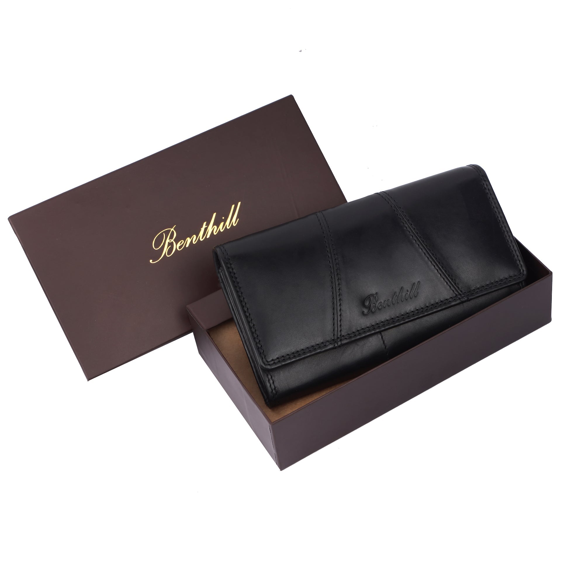 Benthill Portemonnaie Damen Leder - Hochwertige weiche Vintage EchtLeder Damen Geldbörse mit RFID Schutz - Grosse Damenbörse lang - Frauen Portmonee inkl. Geschenkbox