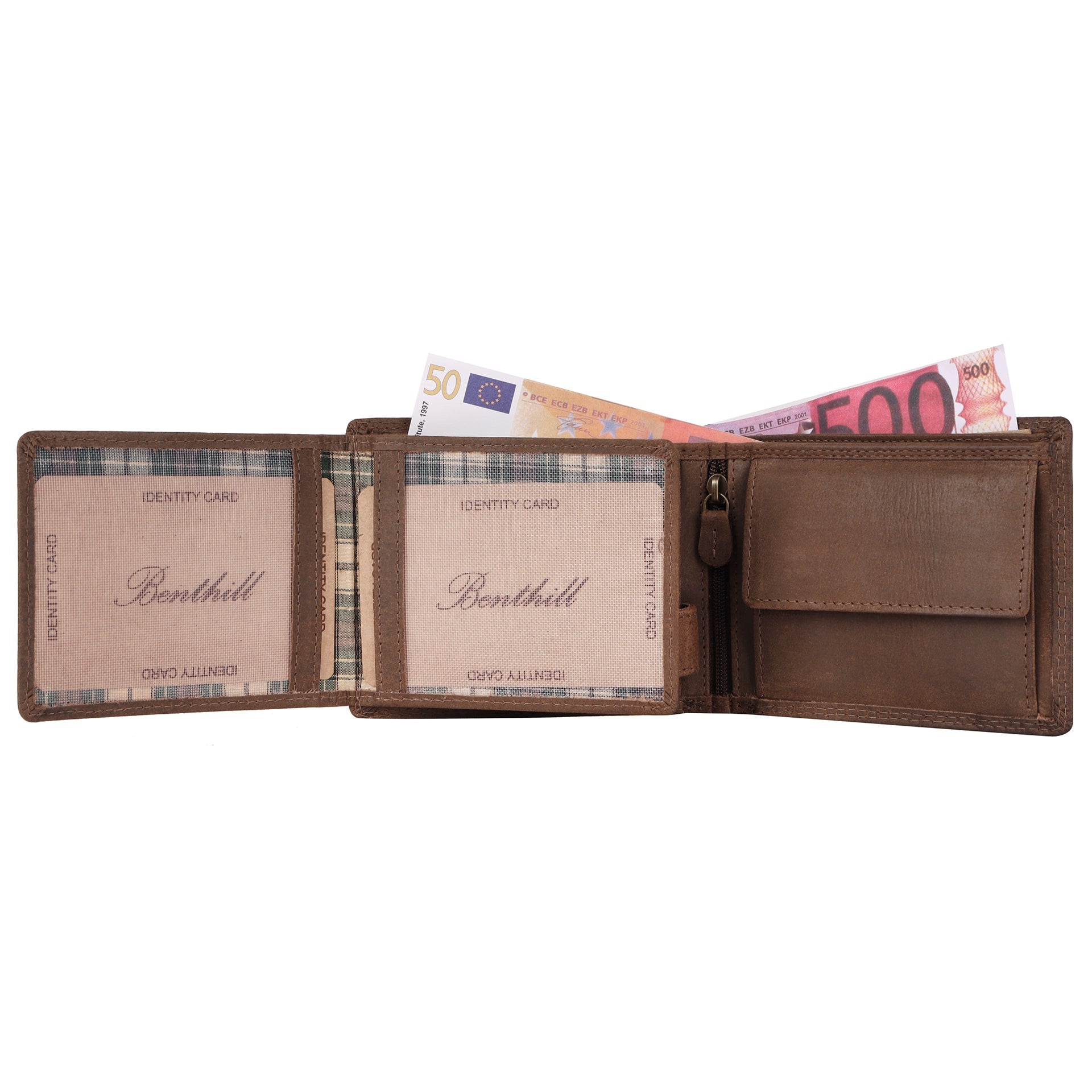 Benthill Geldbörse Herren Leder - Echtleder Geldbeutel mit RFID-Schutz - Slim Portemonnaie für Männer - Echtem Vintage Leder