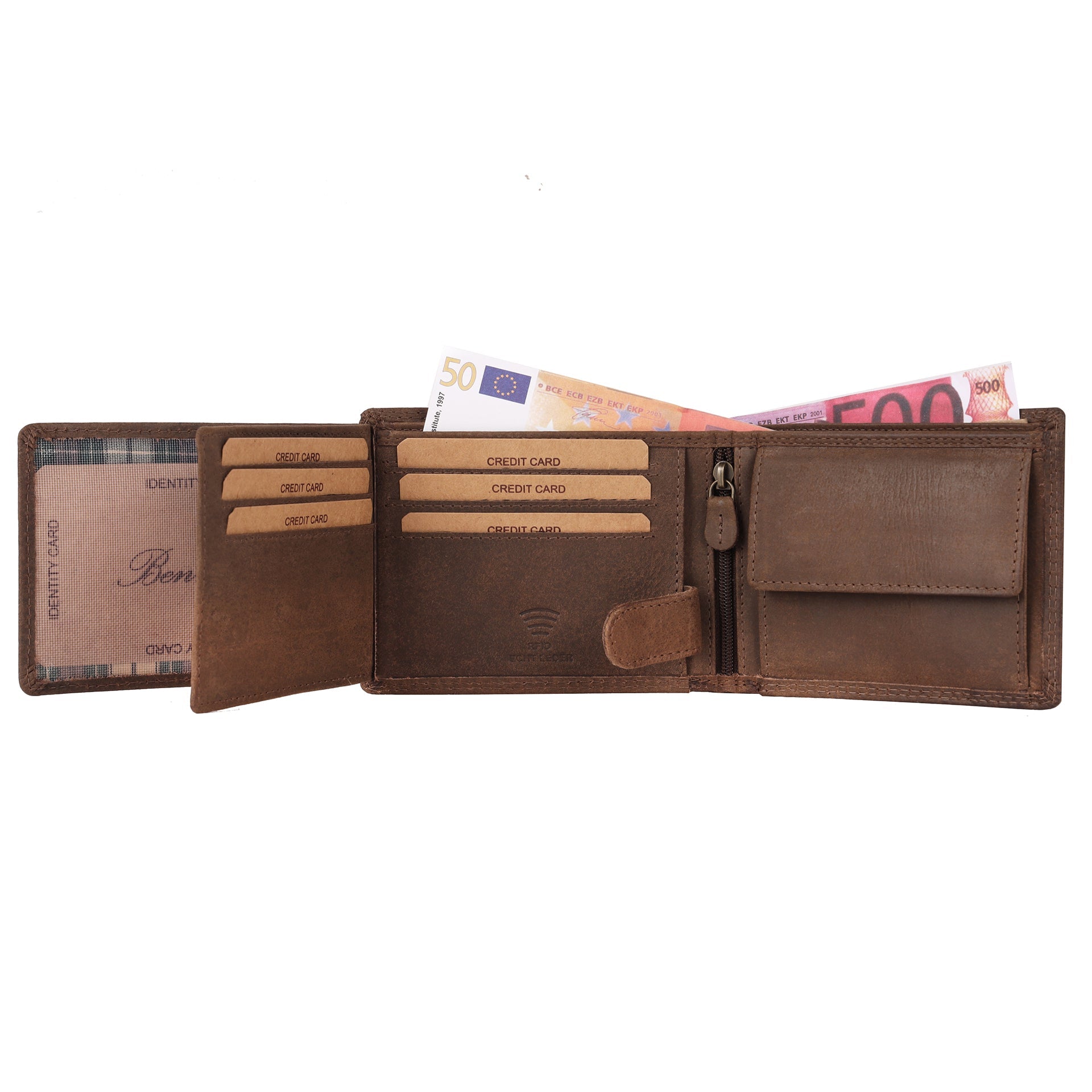 Benthill Geldbörse Herren Leder - Echtleder Geldbeutel mit RFID-Schutz - Slim Portemonnaie für Männer - Echtem Vintage Leder