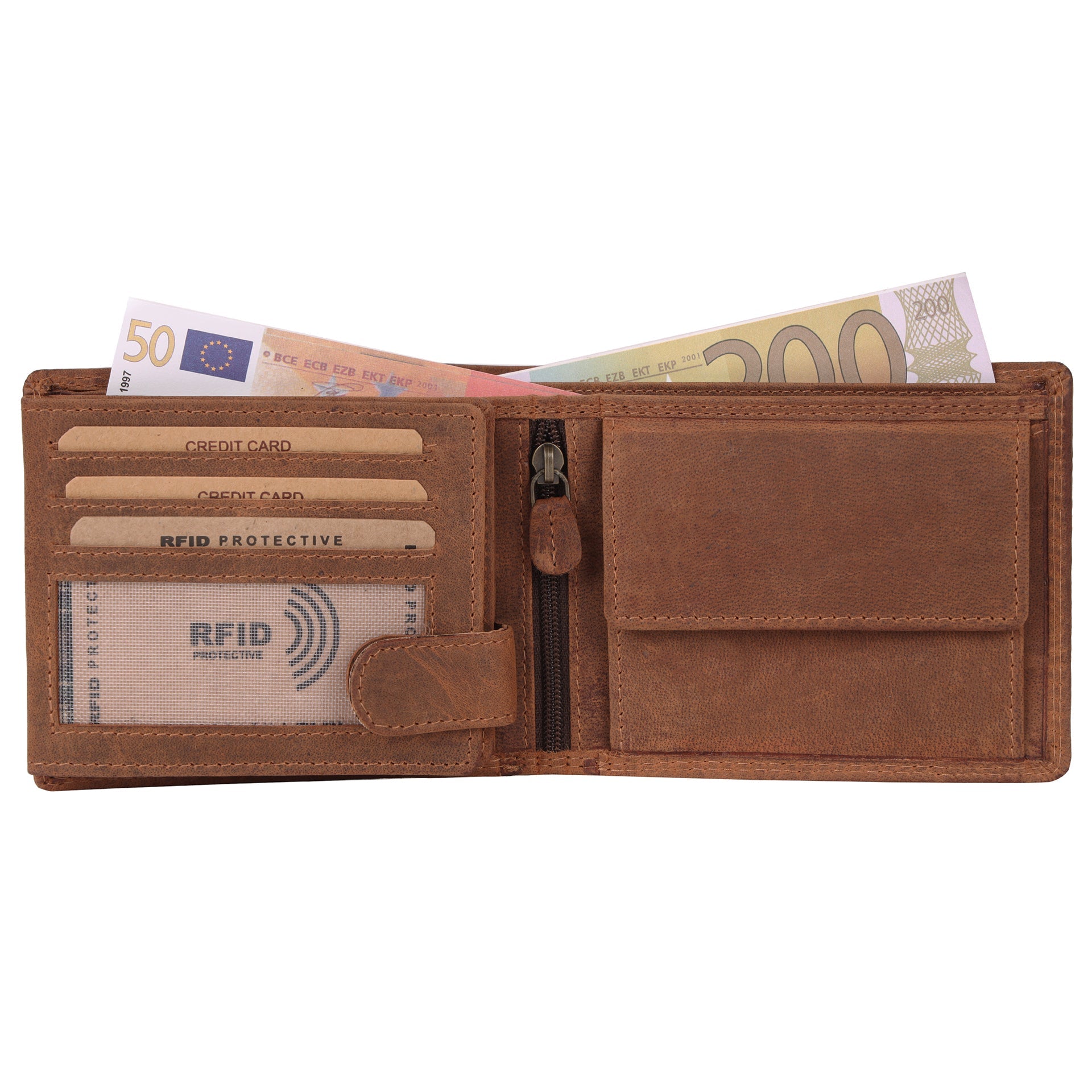 Benthill Geldbörse Herren Leder - Echtleder Geldbeutel mit RFID-Schutz - Slim Portemonnaie für Männer - Echtem Vintage Leder
