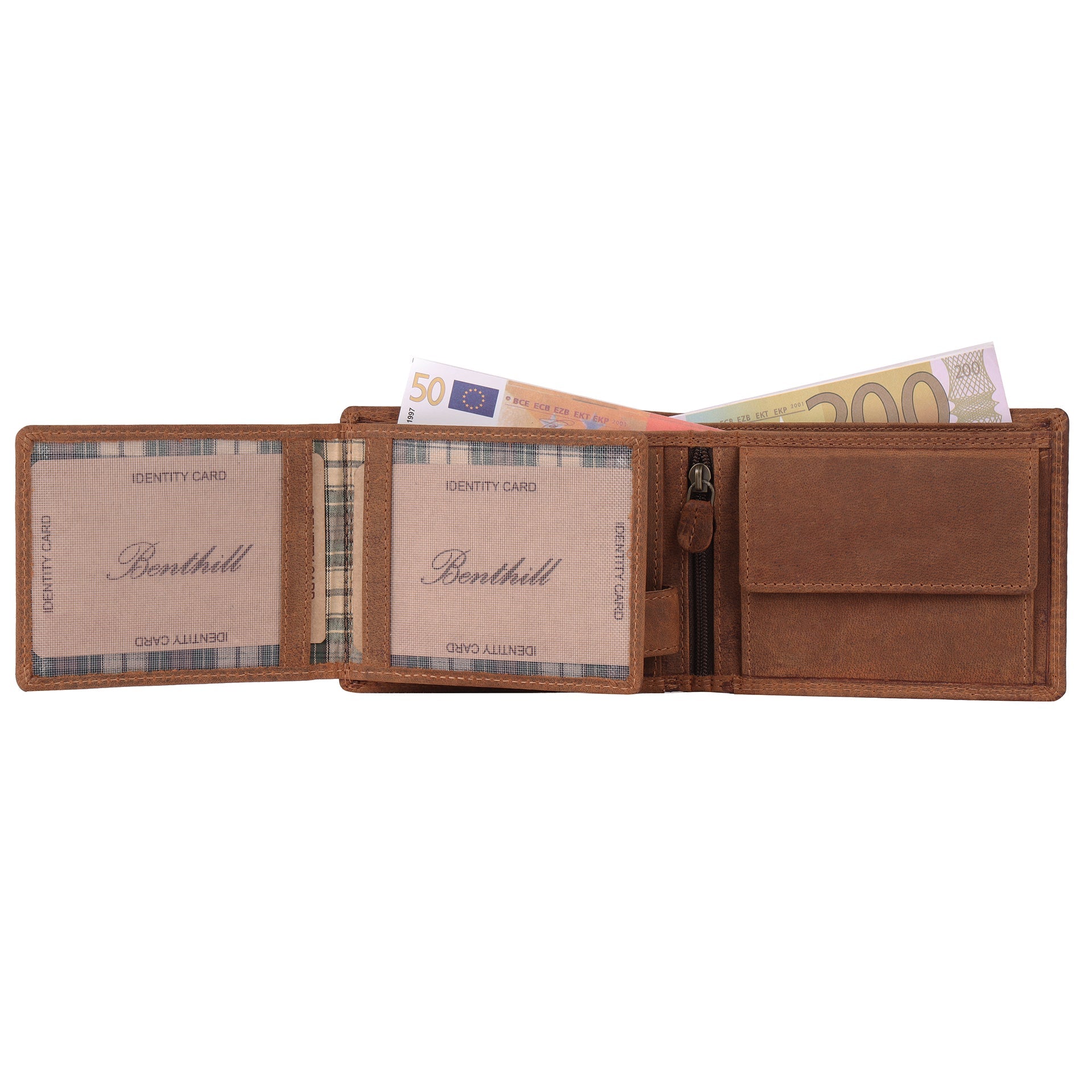 Benthill Geldbörse Herren Leder - Echtleder Geldbeutel mit RFID-Schutz - Slim Portemonnaie für Männer - Echtem Vintage Leder