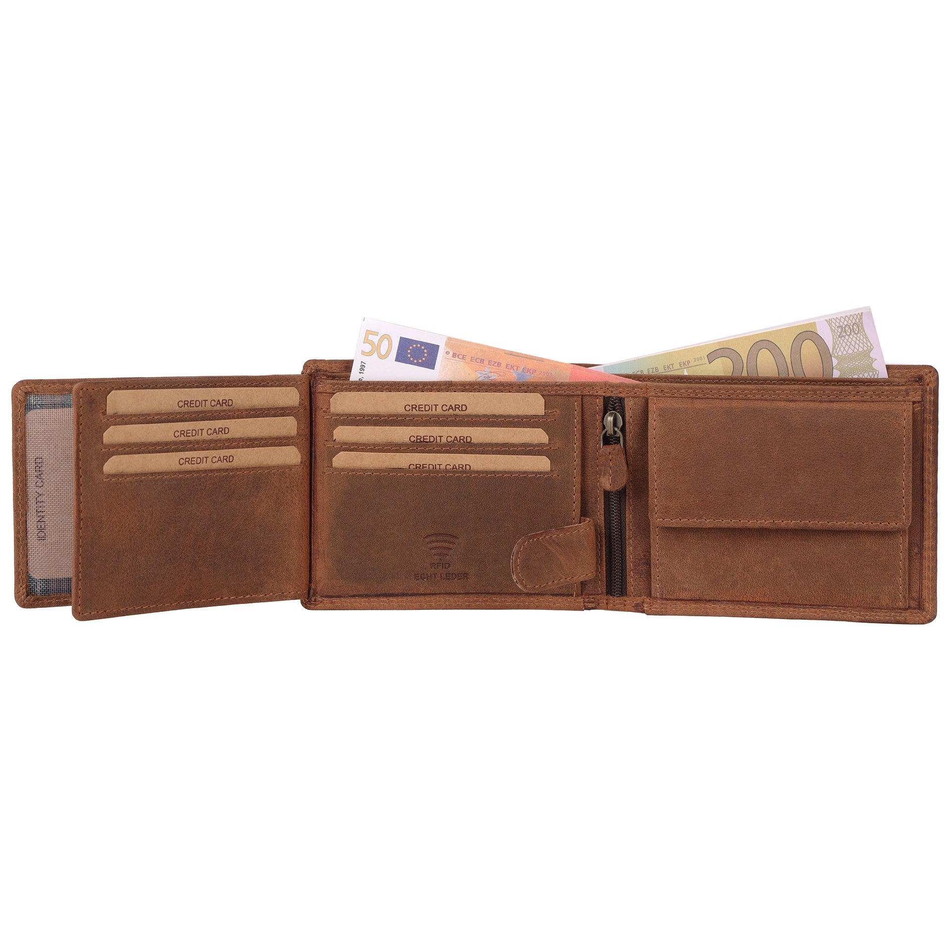 Benthill Geldbörse Herren Leder - Echtleder Geldbeutel mit RFID-Schutz - Slim Portemonnaie für Männer - Echtem Vintage Leder