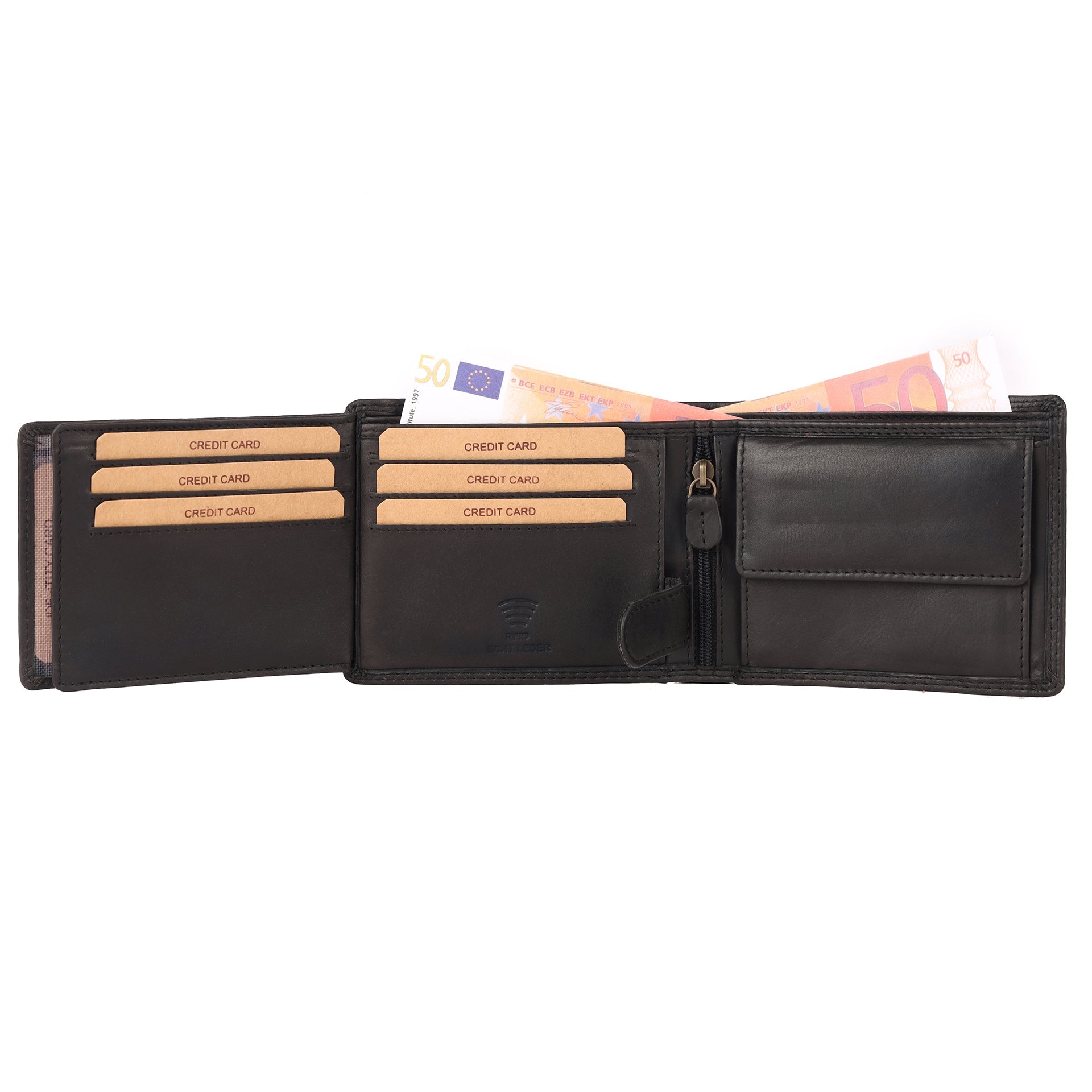 Benthill Geldbörse Herren Leder - Echtleder Geldbeutel mit RFID-Schutz - Slim Portemonnaie für Männer - Echtem Vintage Leder