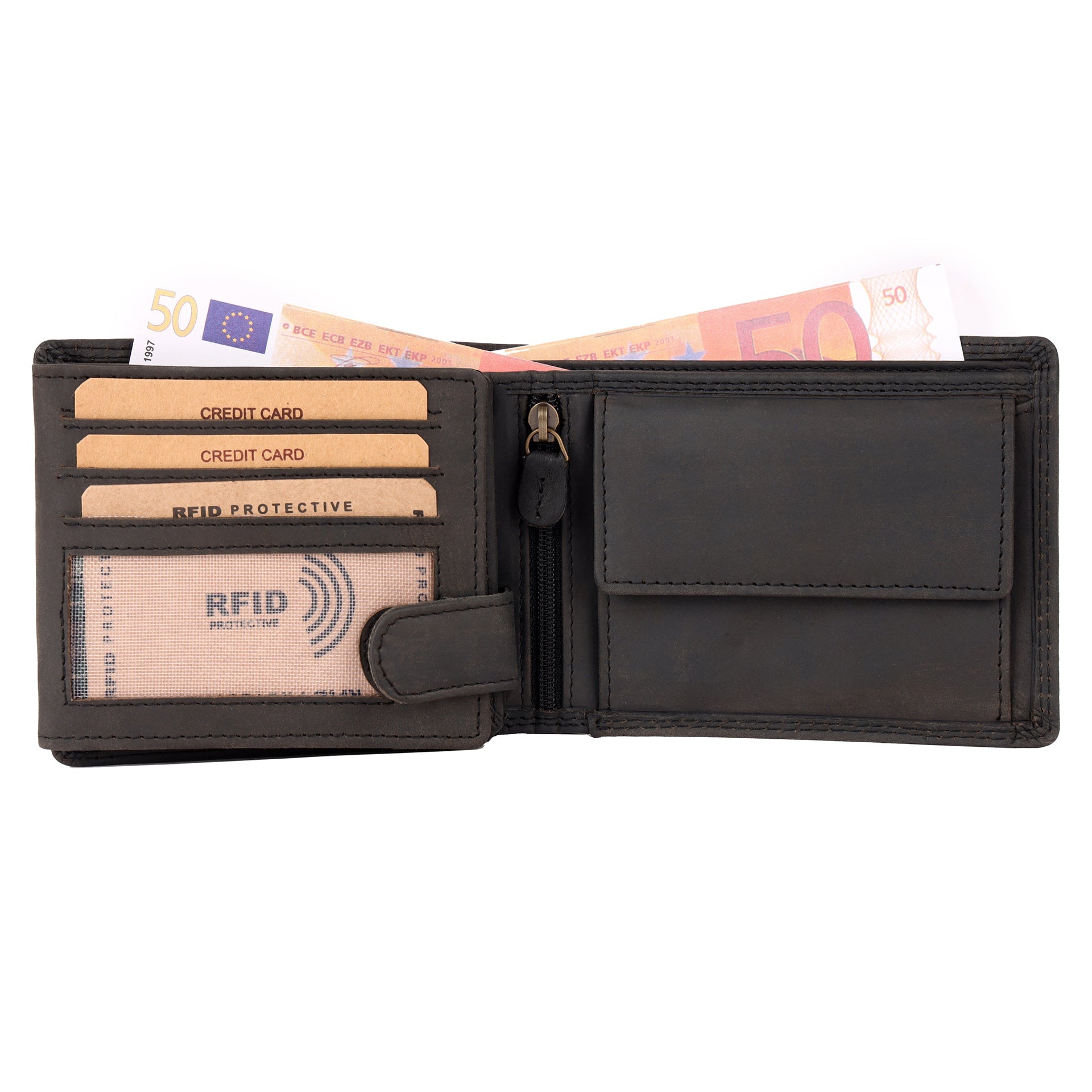 Benthill Geldbörse Herren Leder - Echtleder Geldbeutel mit RFID-Schutz - Slim Portemonnaie für Männer - Echtem Vintage Leder