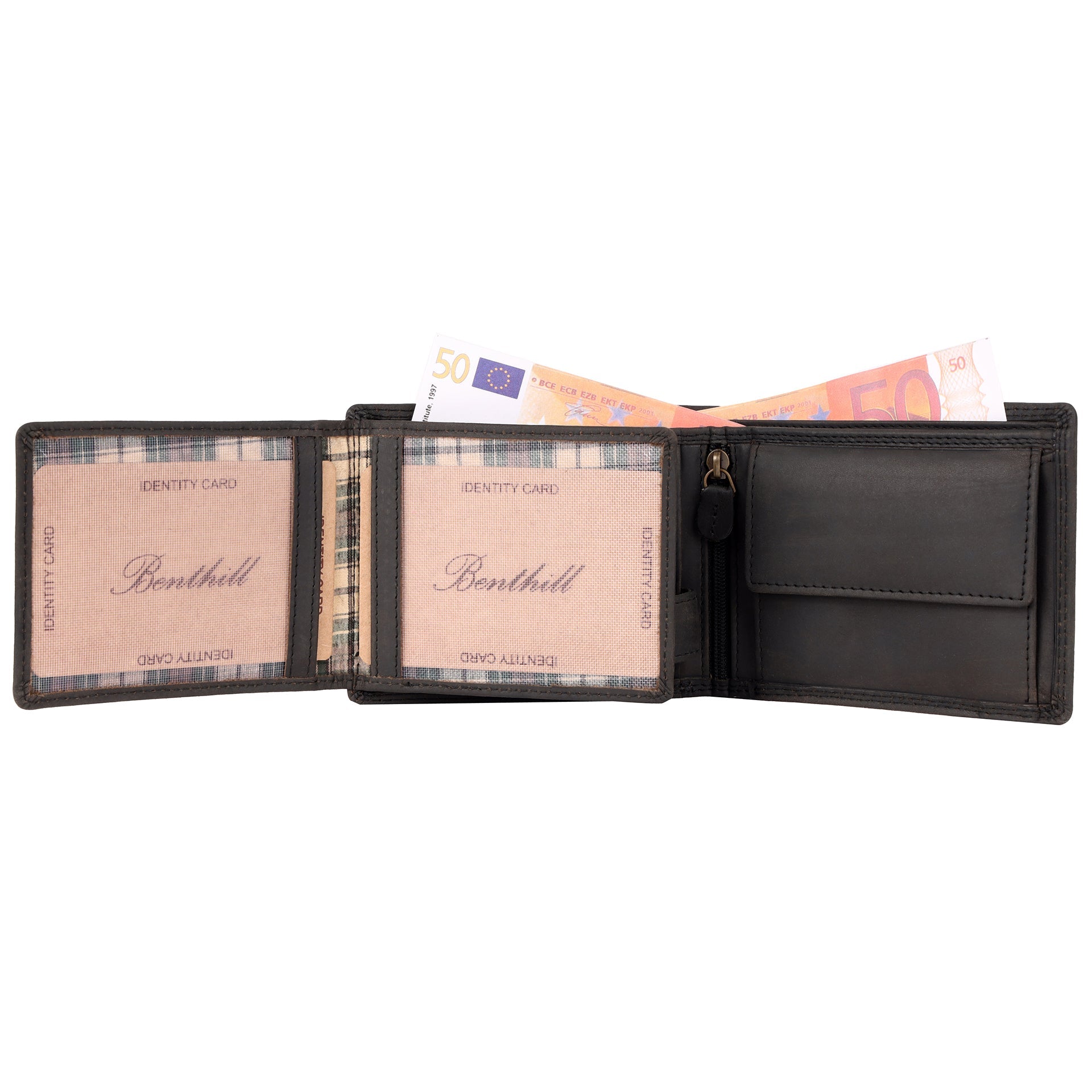 Benthill Geldbörse Herren Leder - Echtleder Geldbeutel mit RFID-Schutz - Slim Portemonnaie für Männer - Echtem Vintage Leder