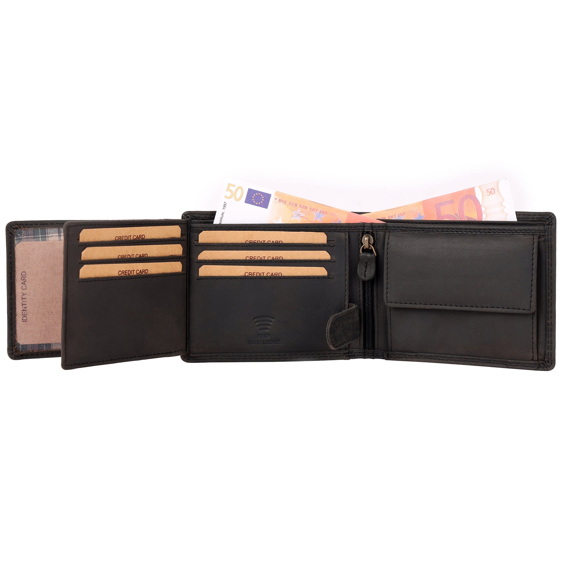Benthill Geldbörse Herren Leder - Echtleder Geldbeutel mit RFID-Schutz - Slim Portemonnaie für Männer - Echtem Vintage Leder