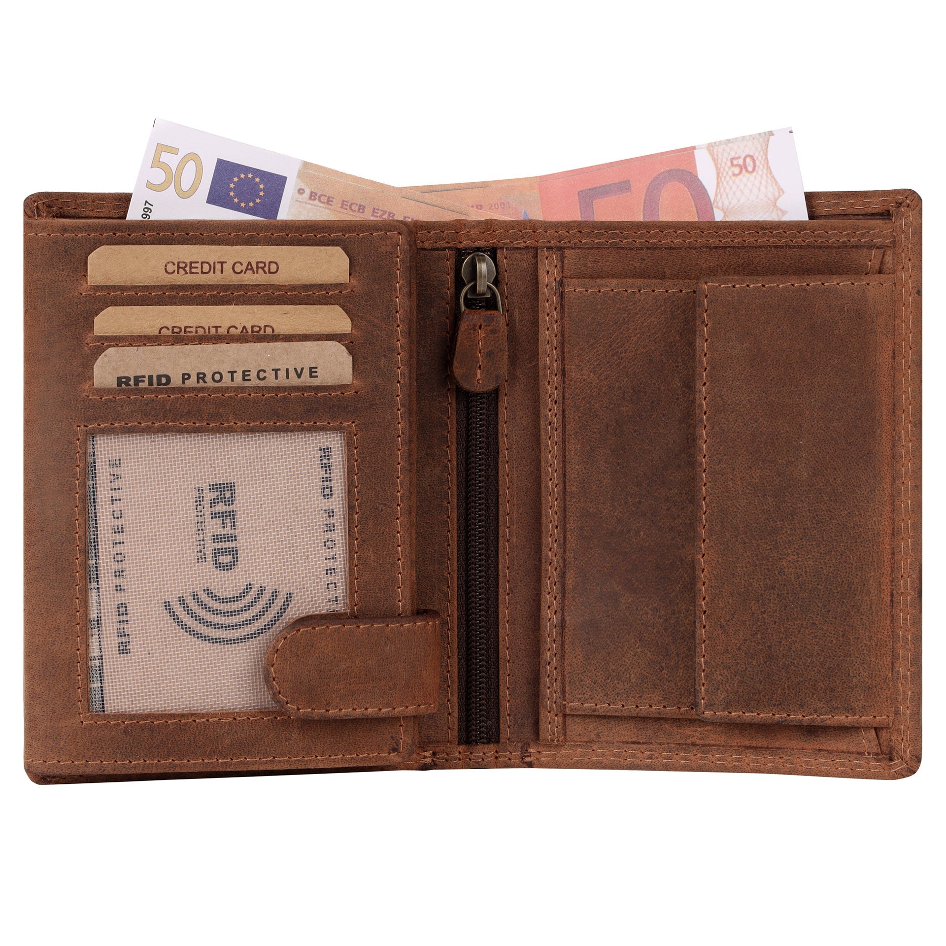Benthill Geldbörse Herren Leder - Echtleder Geldbeutel mit RFID-Schutz - Slim Portemonnaie für Männer - Echtem Vintage Leder
