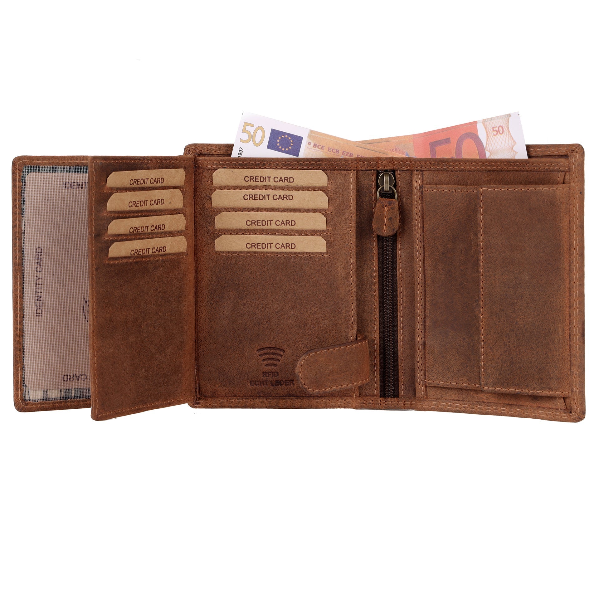 Benthill Geldbörse Herren Leder - Echtleder Geldbeutel mit RFID-Schutz - Slim Portemonnaie für Männer - Echtem Vintage Leder