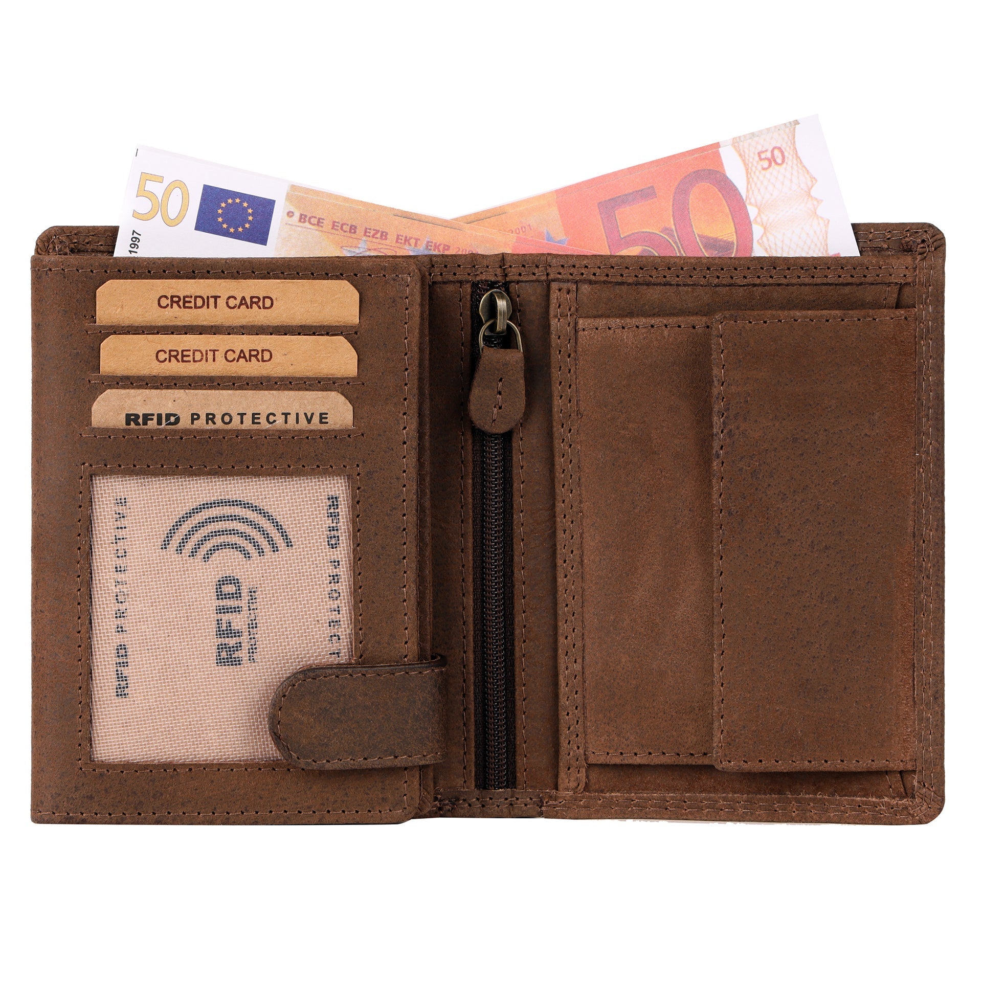 Benthill Geldbörse Herren Leder - Echtleder Geldbeutel mit RFID-Schutz - Slim Portemonnaie für Männer - Echtem Vintage Leder