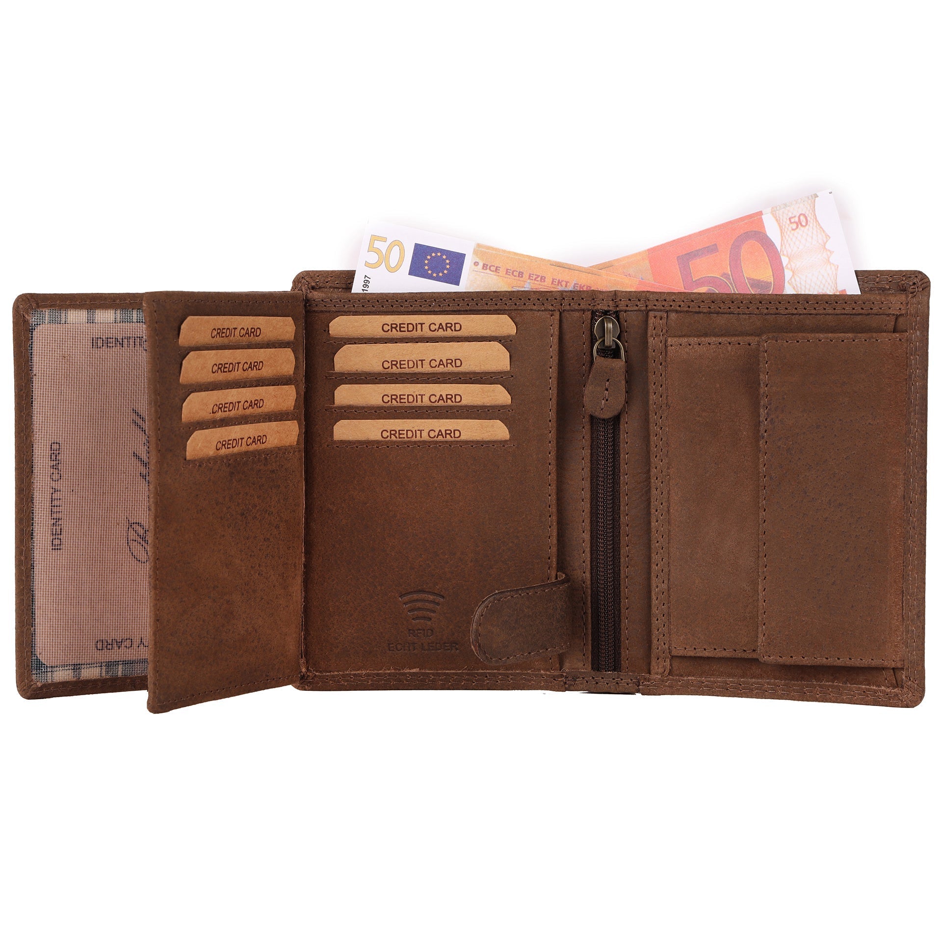Benthill Geldbörse Herren Leder - Echtleder Geldbeutel mit RFID-Schutz - Slim Portemonnaie für Männer - Echtem Vintage Leder