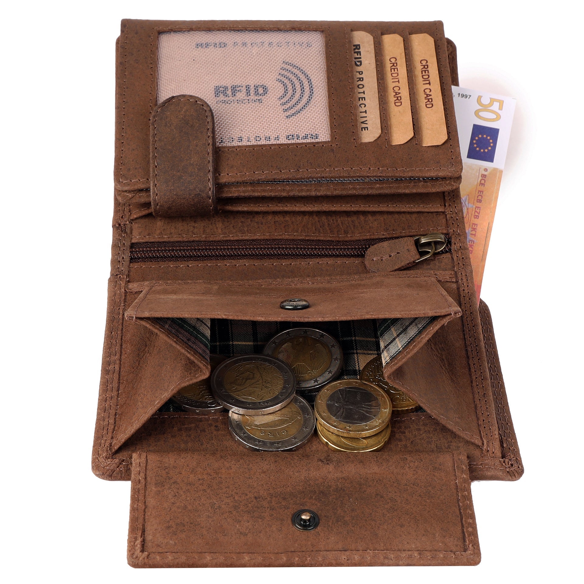 Benthill Geldbörse Herren Leder - Echtleder Geldbeutel mit RFID-Schutz - Slim Portemonnaie für Männer - Echtem Vintage Leder